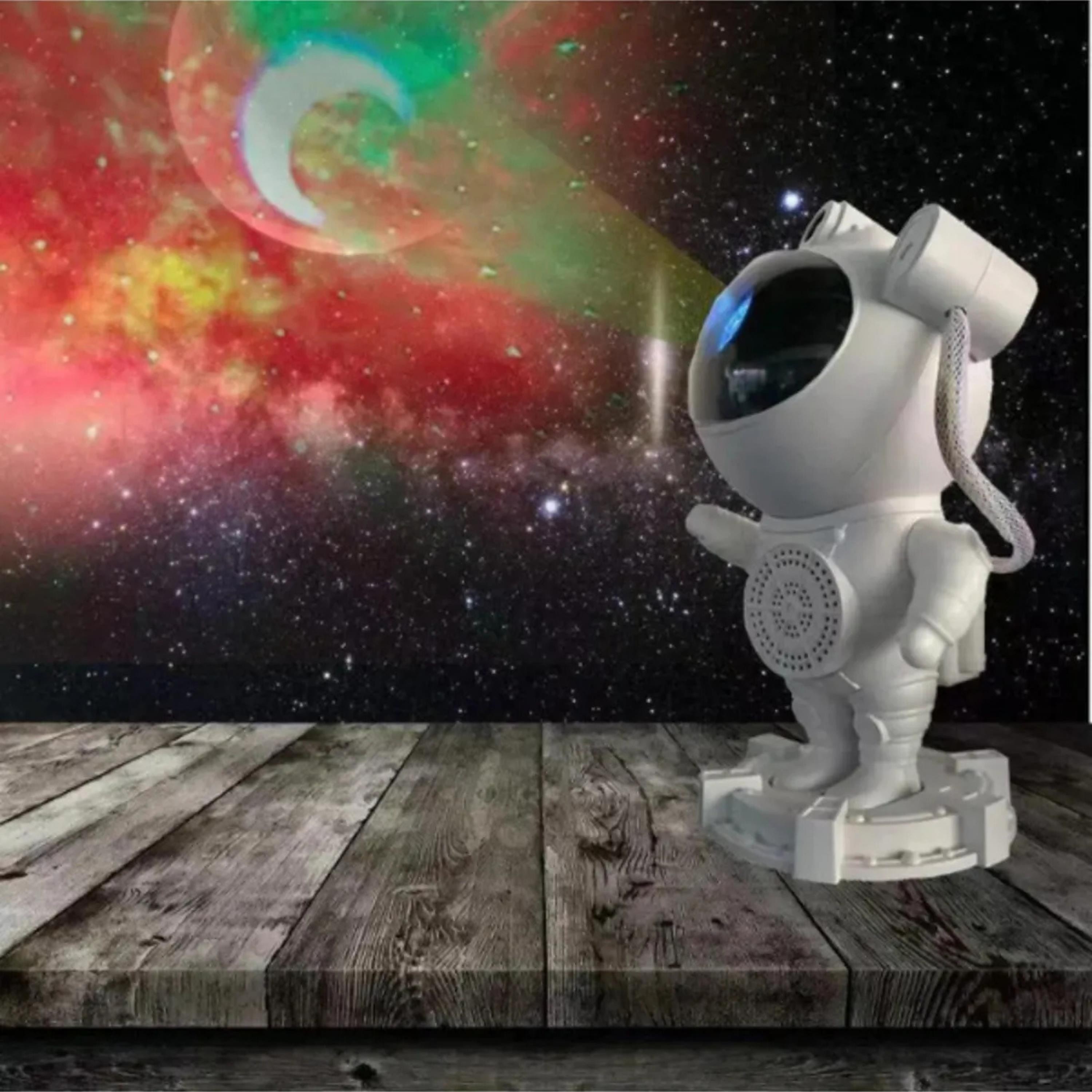 Astronot Işıklı Galaksi Gökyüzü Hoparlörlü Projektör Bluetooth Gece Lambası