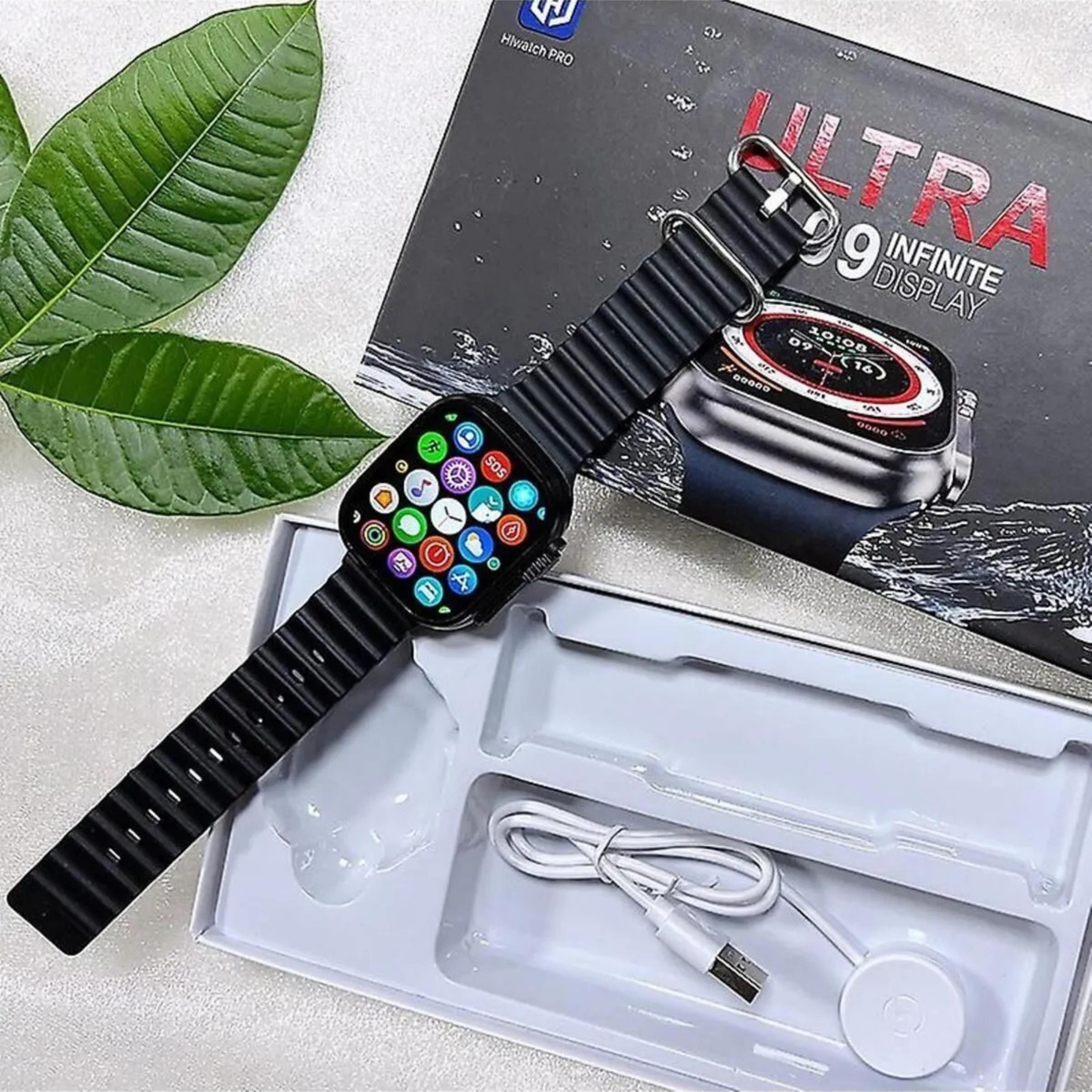T10 Ultra 2.09 İnç 49mm Siyah Kasa Çift Kordonlu Akıllı Saat