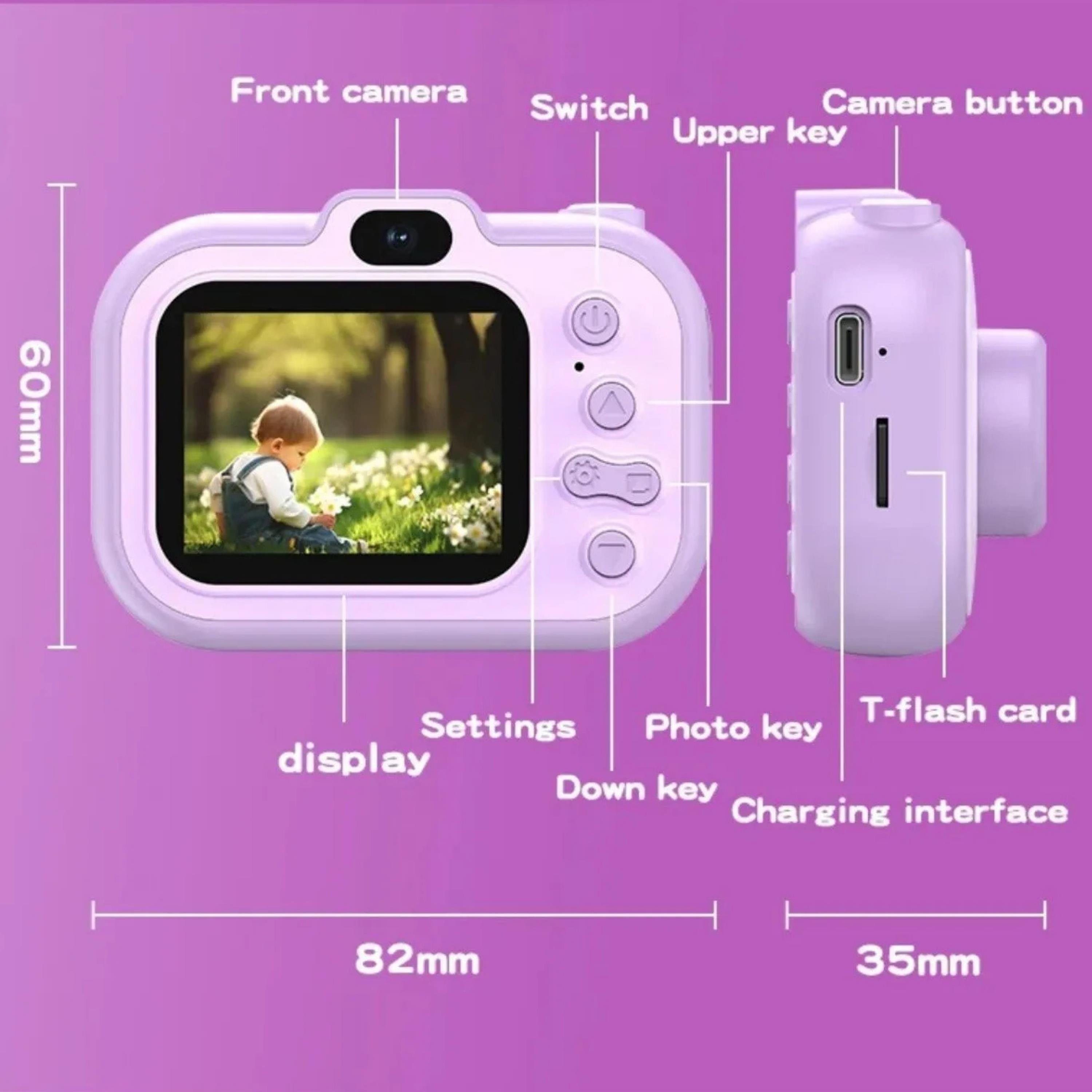 Pembe Çocuk Dijital Fotoğraf Makinesi Ayaklı Mini Çocuk Kamerası