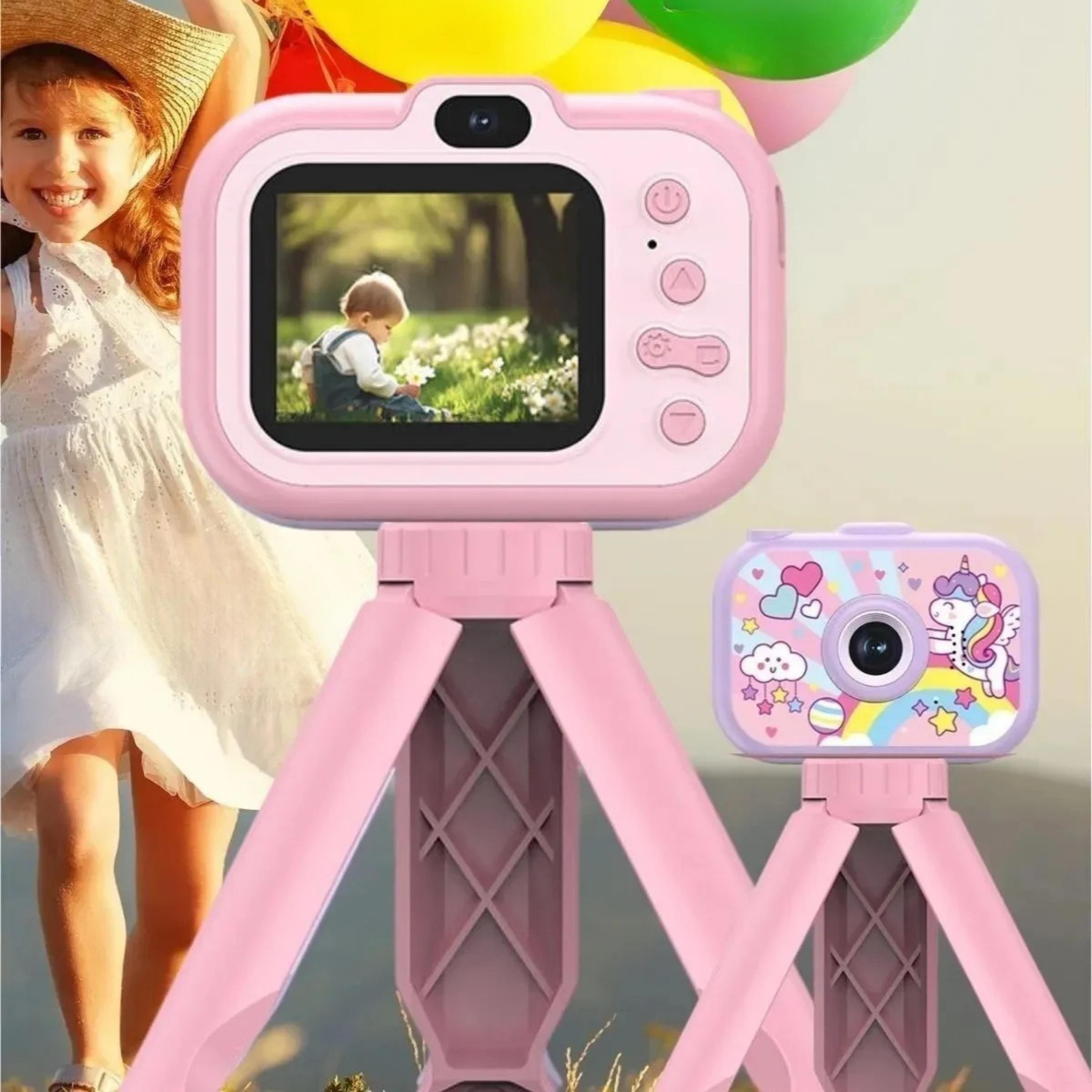 Pembe Çocuk Dijital Fotoğraf Makinesi Ayaklı Mini Çocuk Kamerası