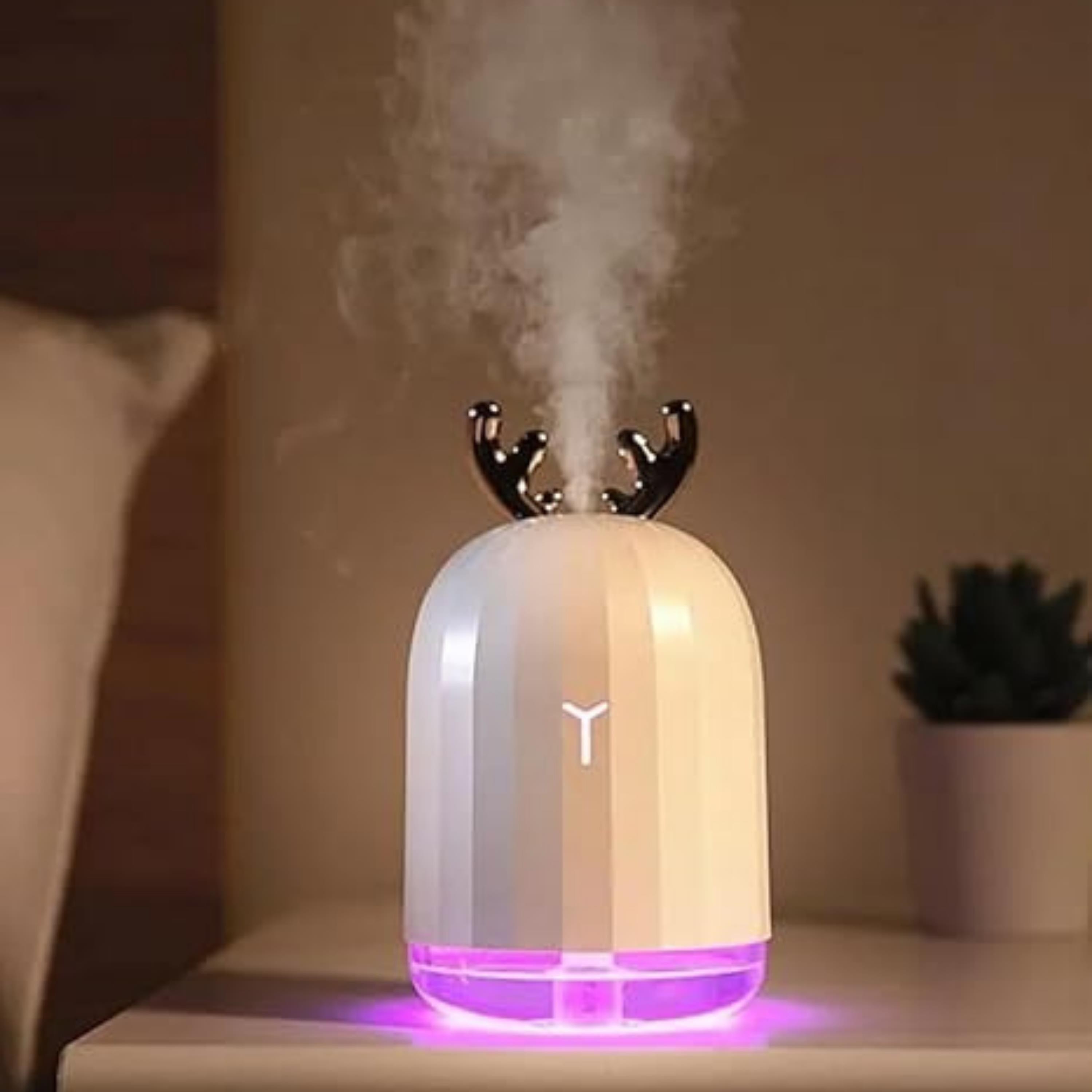 Beyaz TSV Geyik Tasarımlı Lovely Humidifier Aroma Buhar Makinesi 7 Led Işıklı Hava Nemlendirici