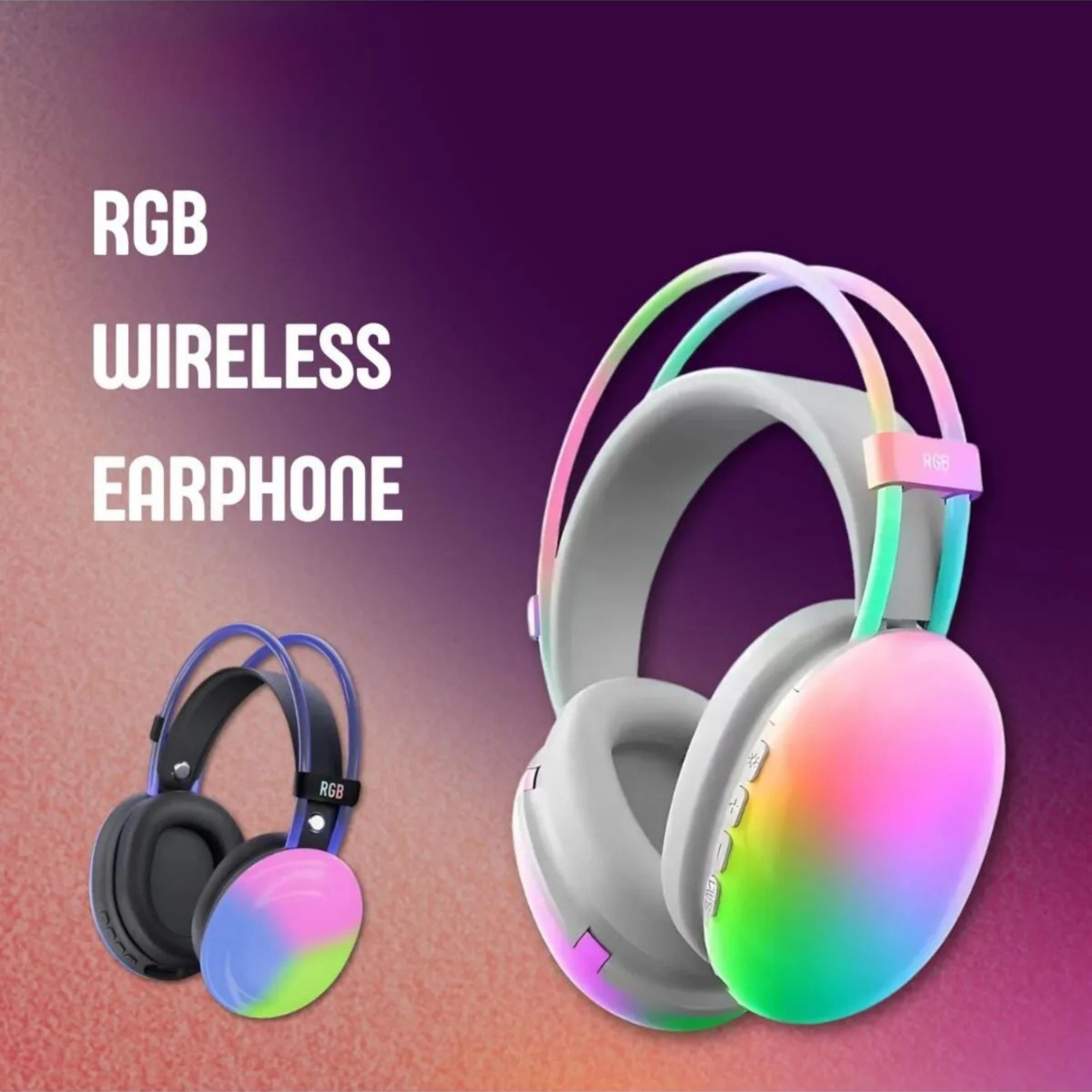 Beyaz PG580 Oyuncu Kulaklığı RGB Işıklı Kablosuz Kulak Üstü Bluetooth Kulaklık