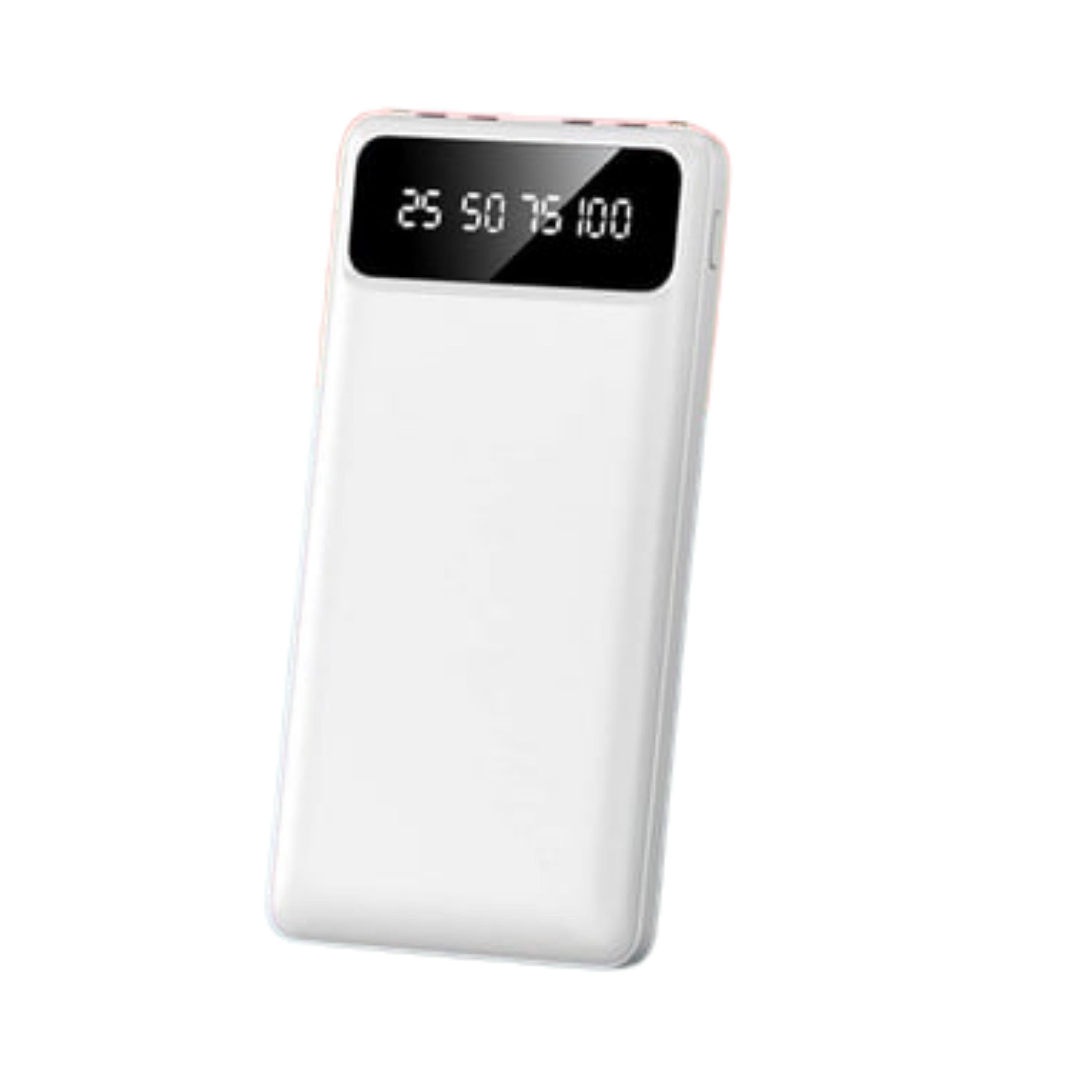 Beyaz 20.000 Mah Taşınabilir Çok Kablolu 4 Çıkışlı Dijital Göstergeli Powerbank
