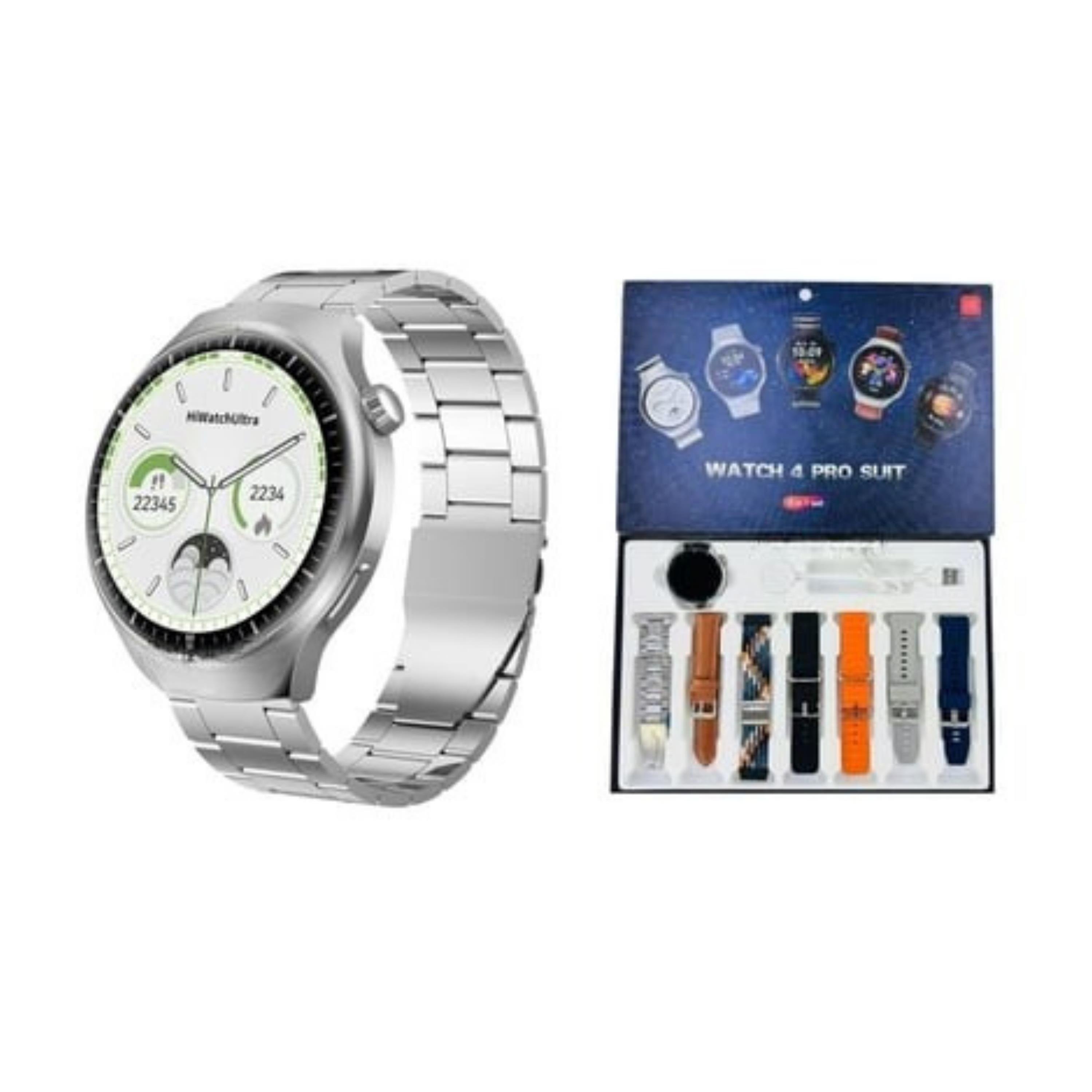 Gümüş Watch 4 Pro Suit 7 Kordonlu Akıllı Saat