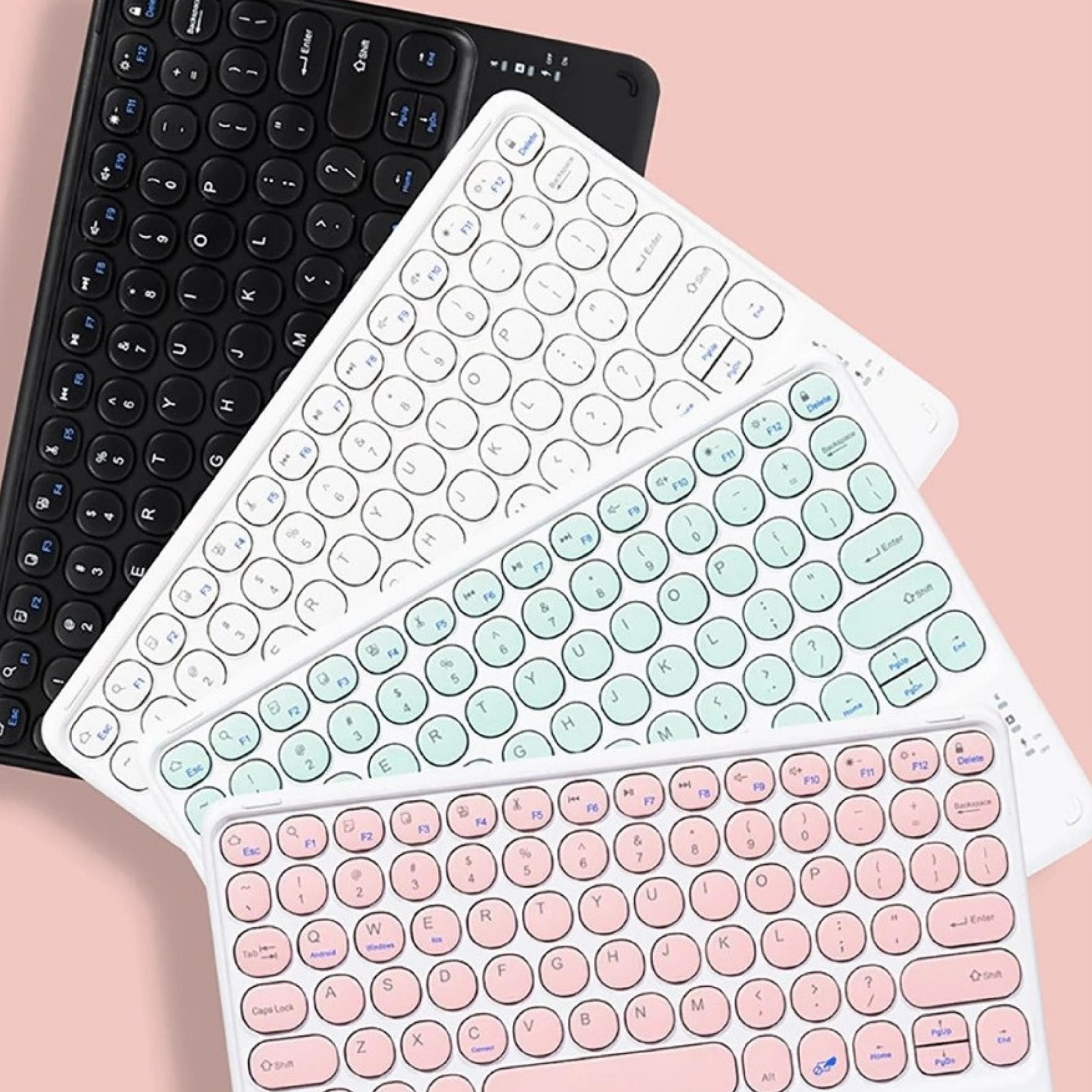 Mint Yeşil Yuvarlak Tuşlu Bluetooth Kablosuz Klavye