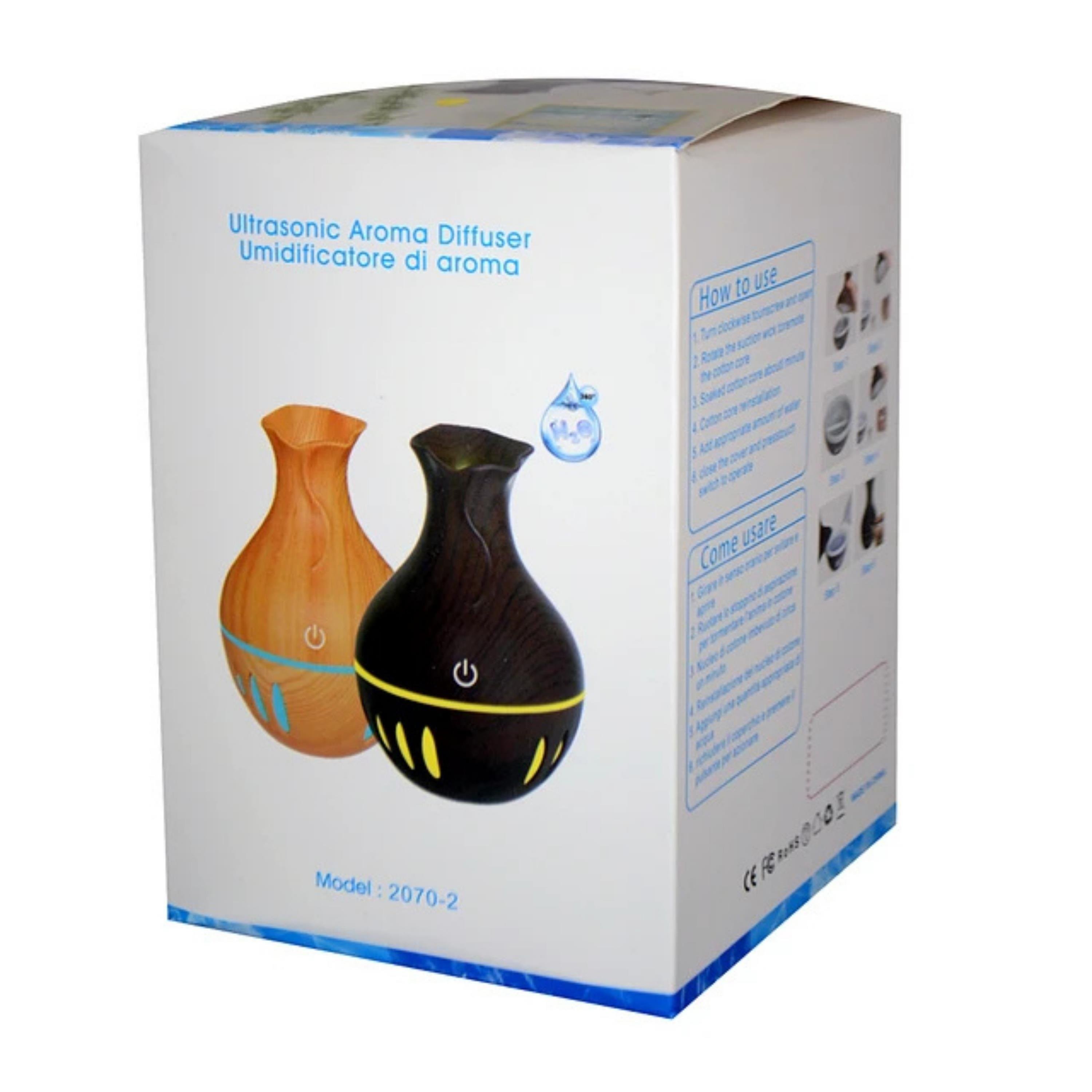Koyu Ahşap Rengi Ultrasonik Aroma Difüzörü Led Işıklı Aromatik Oda Kokusu Ve Hava Nemlendirici