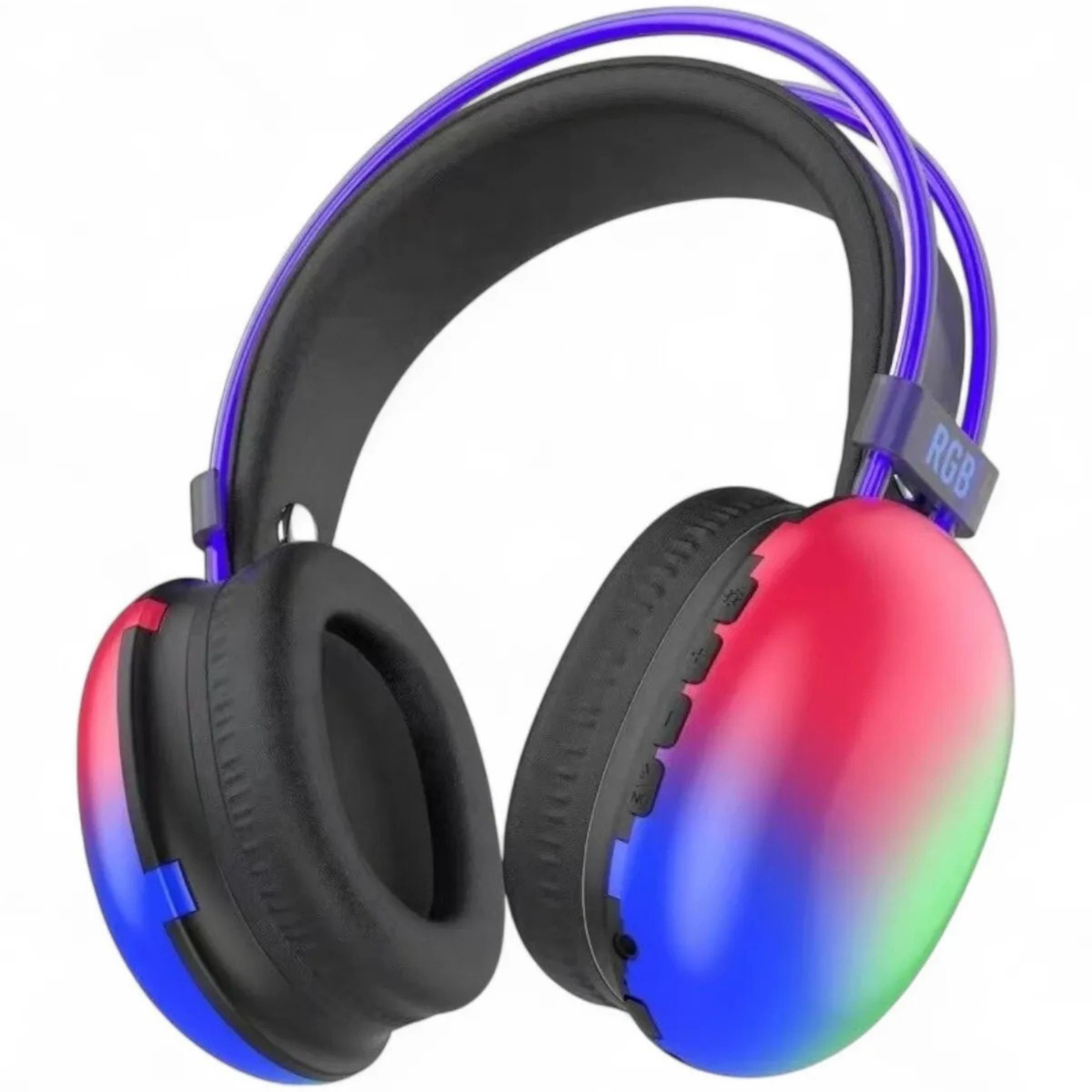 Siyah PG580 Oyuncu Kulaklığı RGB Işıklı Kablosuz Kulak Üstü Bluetooth Kulaklık
