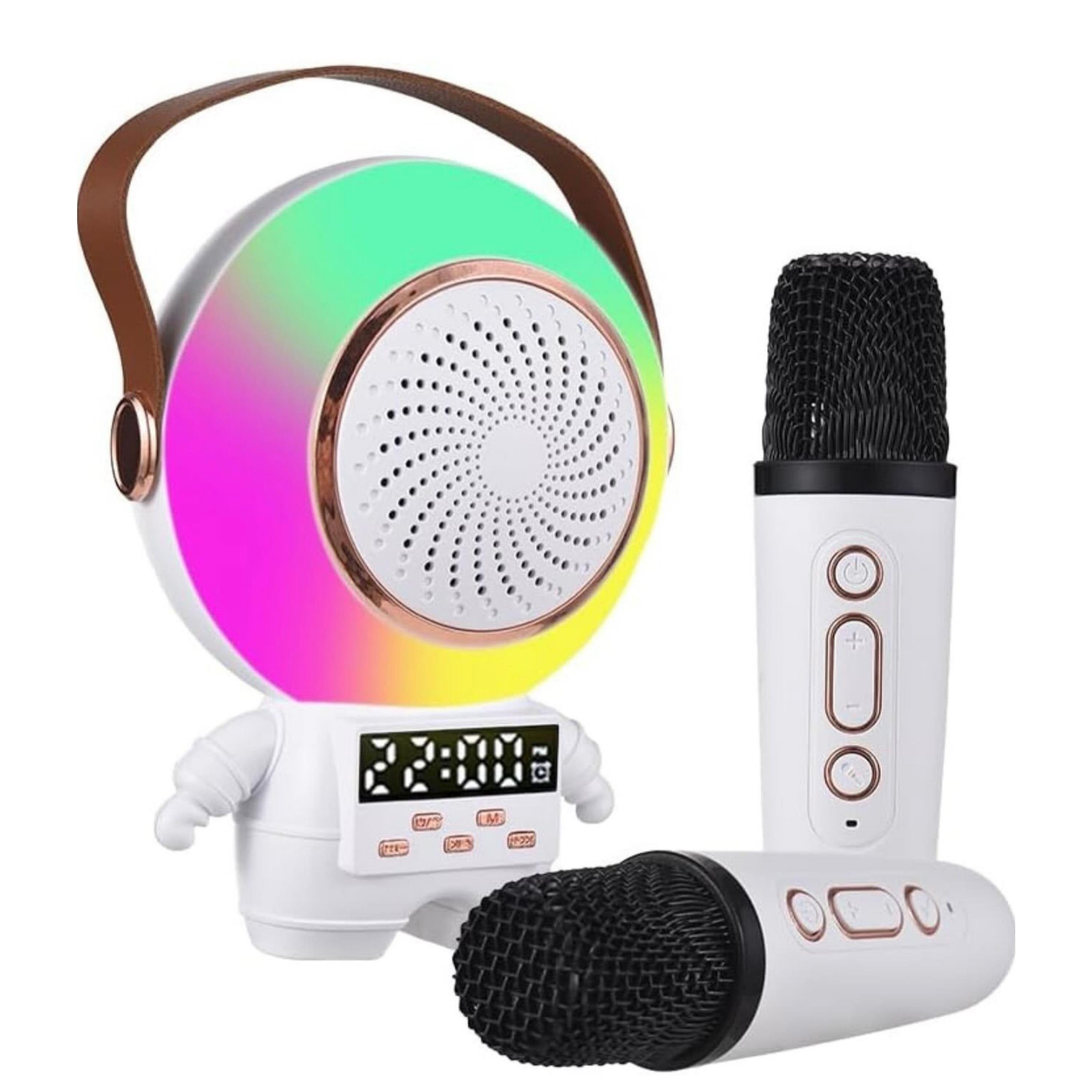 XMX66 Çift Mikrofonlu Işıklı Astronot Bluetooth Hoparlör Karaoke Hoparlör