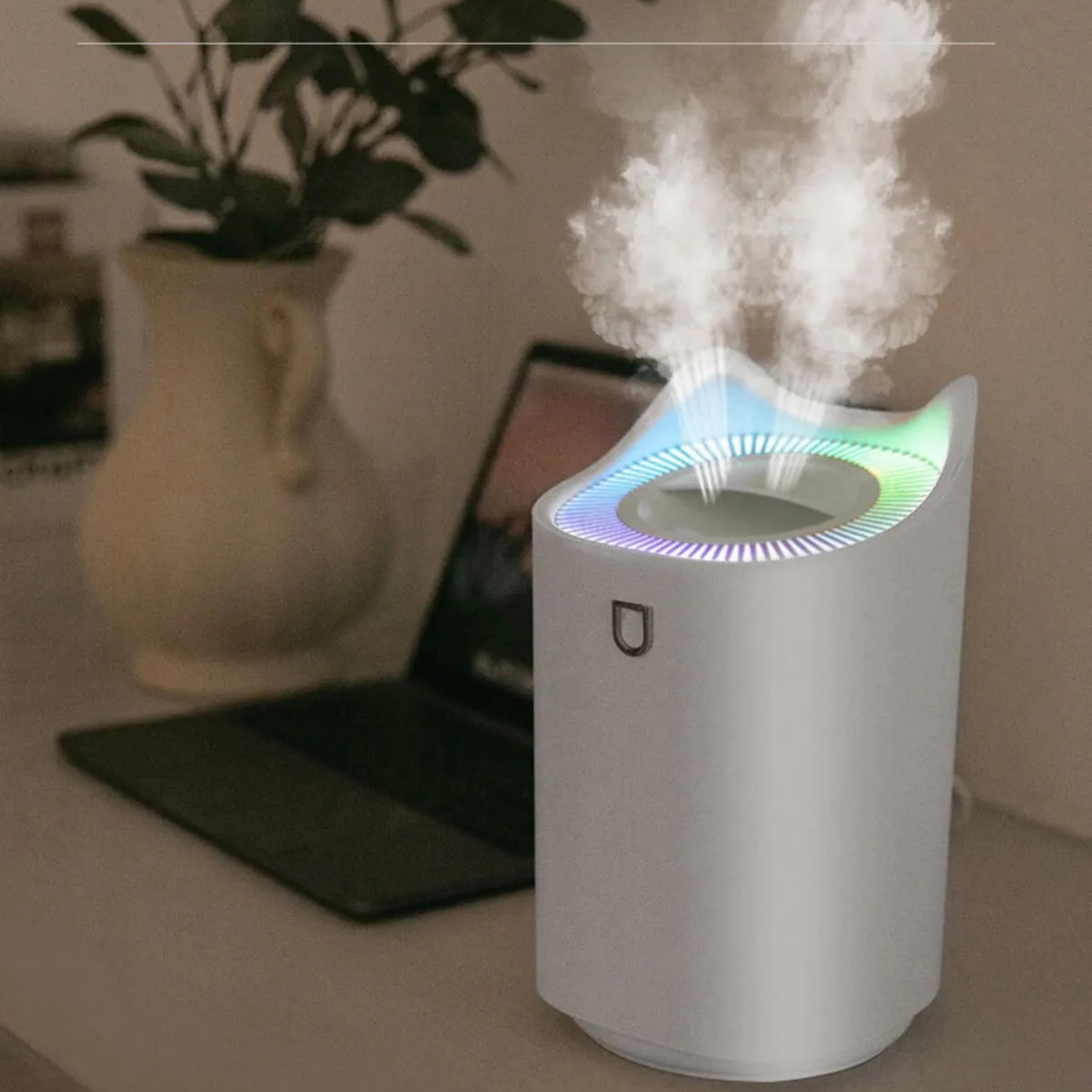 Beyaz Humıdıfıer Hava Nemlendirici Büyük Kapasiteli 3000ml Ultrasonik Aroma Difüzörü