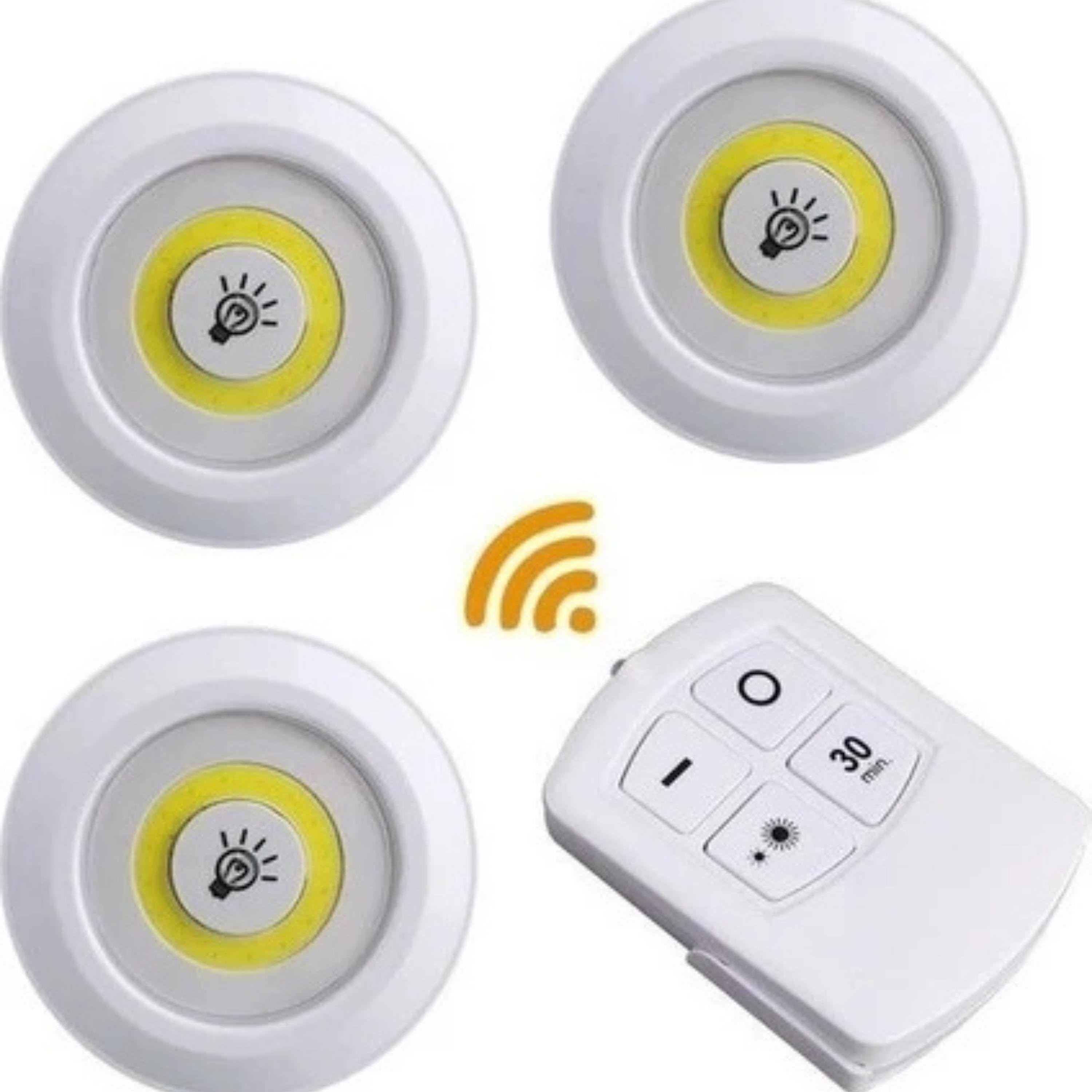 Yapışkanlı Uzaktan Kumandalı 3 Lü Led Spot Lamba Pilli