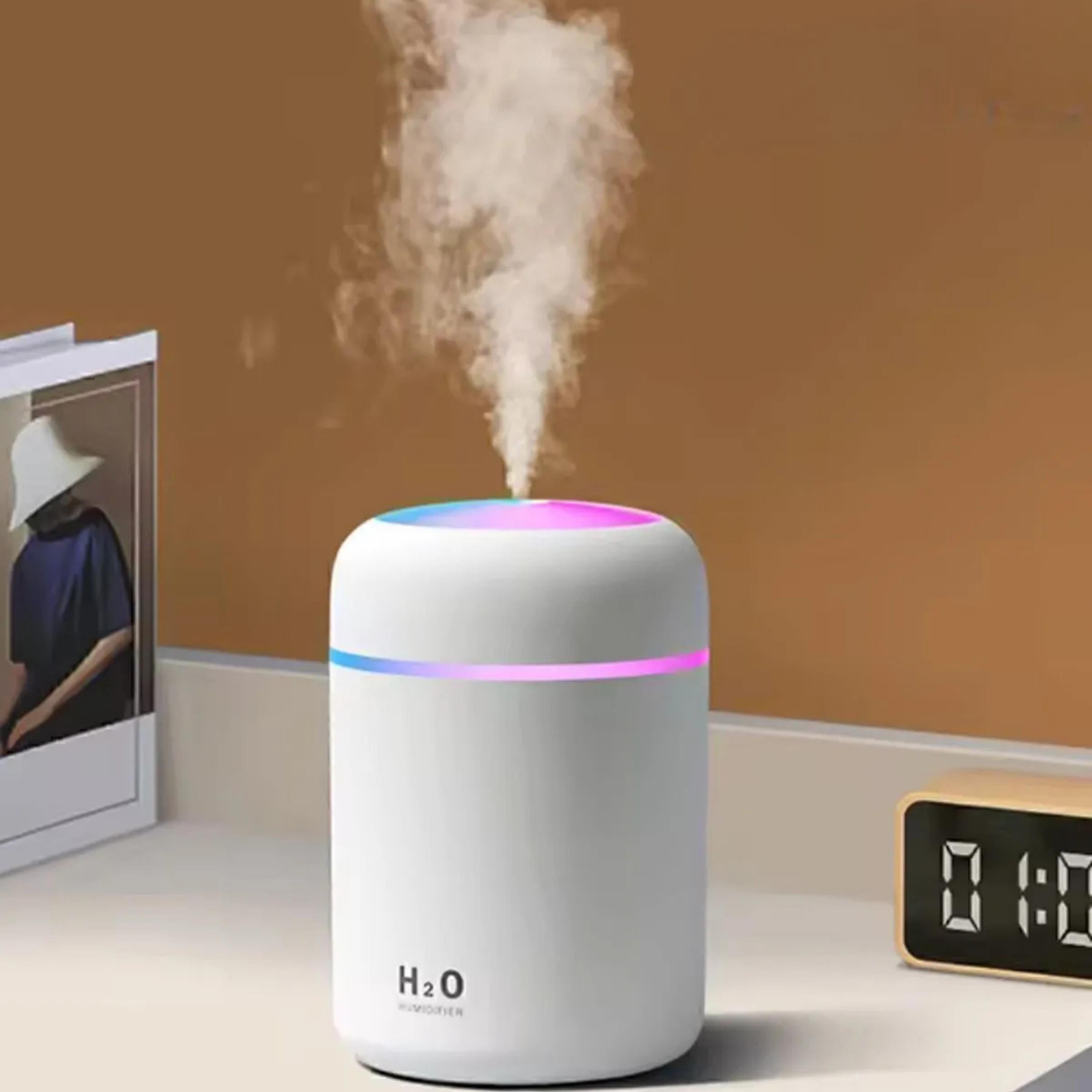 H2-O Hava Nemlendirici LED Işıklı Mini Oda Nemlendirici ve Taşınabilir Buhar Makinesi