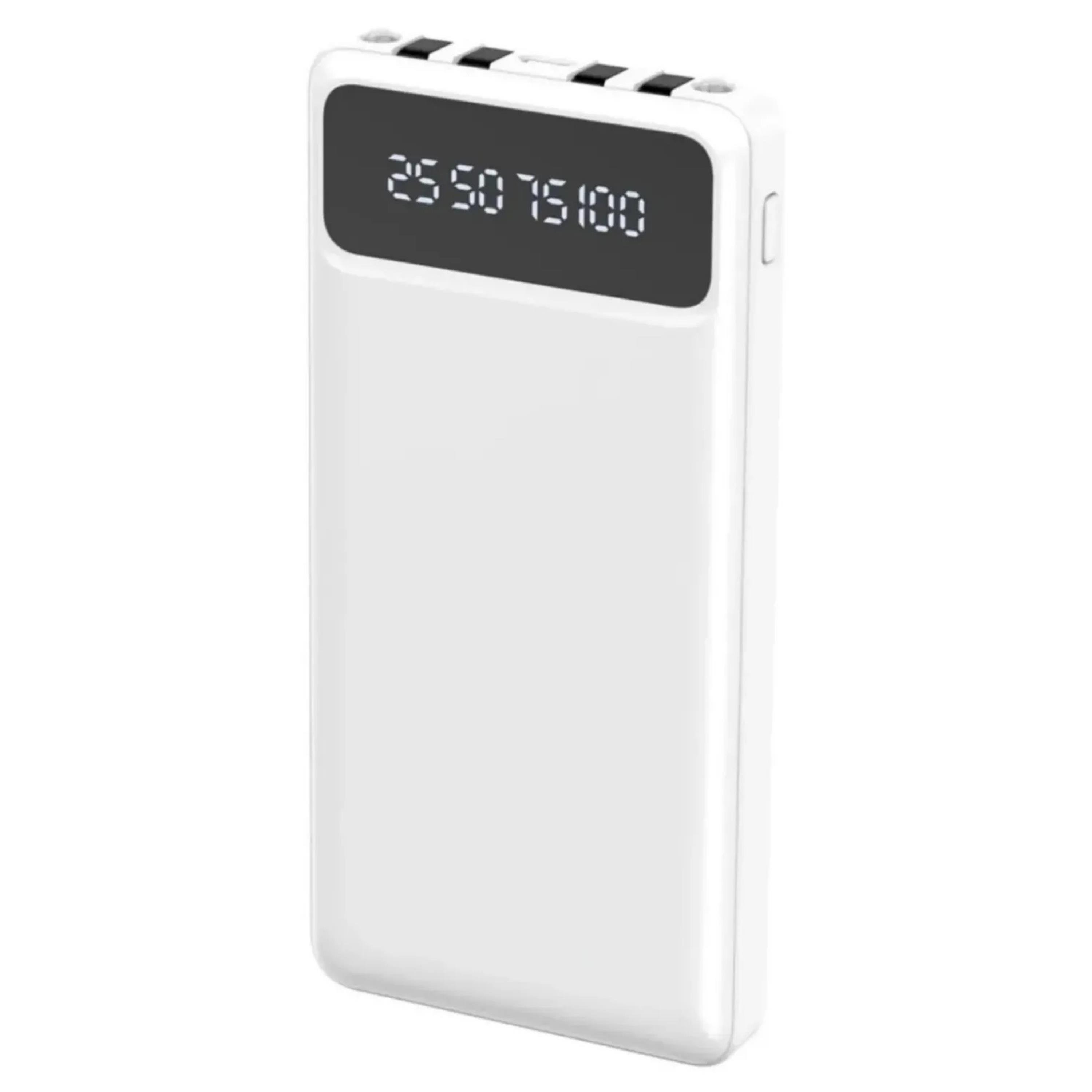 Beyaz 20.000 Mah Taşınabilir Çok Kablolu 4 Çıkışlı Dijital Göstergeli Powerbank