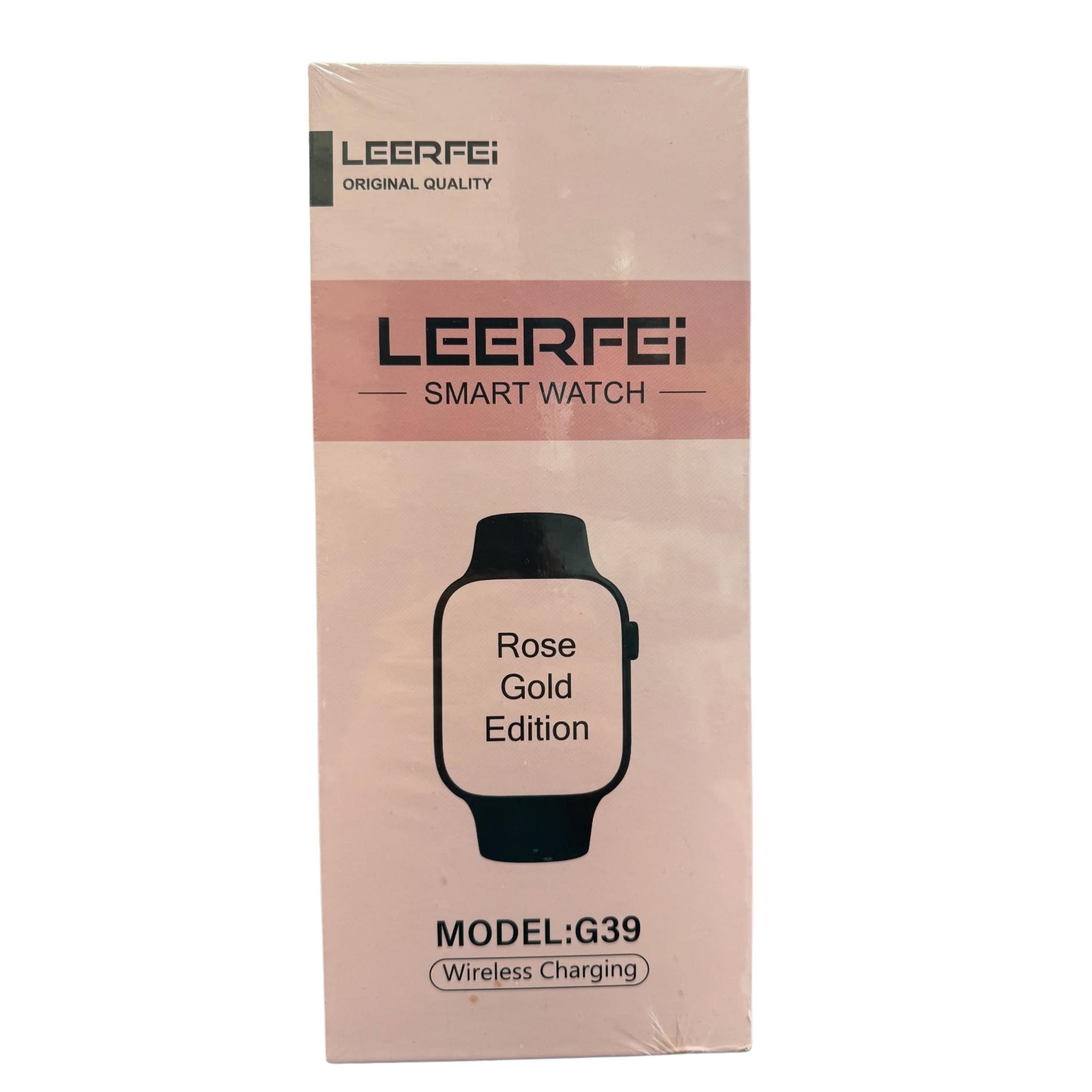 G39 41mm Rose Gold 3 Kordonlu Bileklik Küpe Ve Yüzük Hediyeli Akıllı Saat