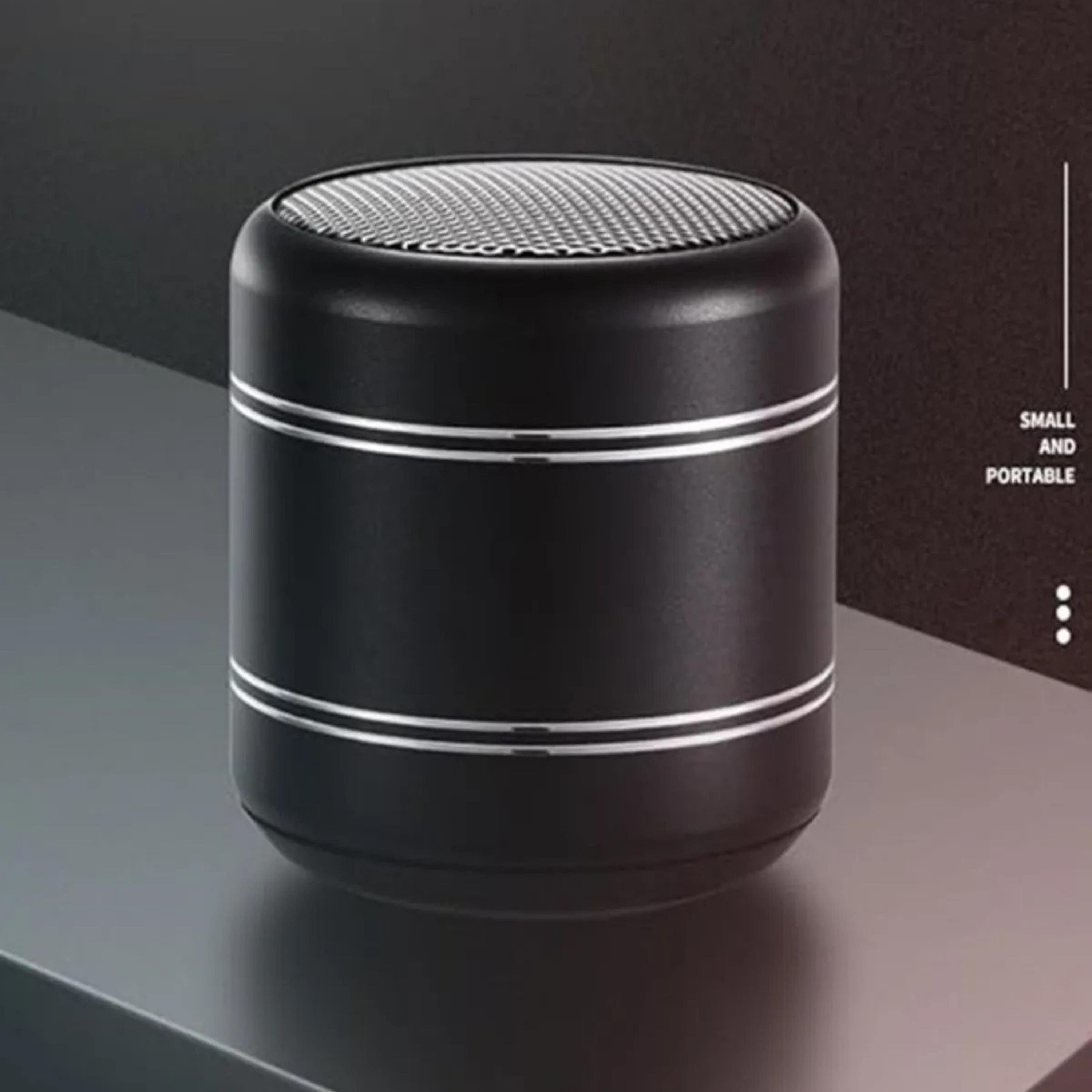 Siyah Mini Alüminyum Yüksek Bass Küçük Speaker TWS Yuvarlak Kablosuz Bluetooth Hoparlör