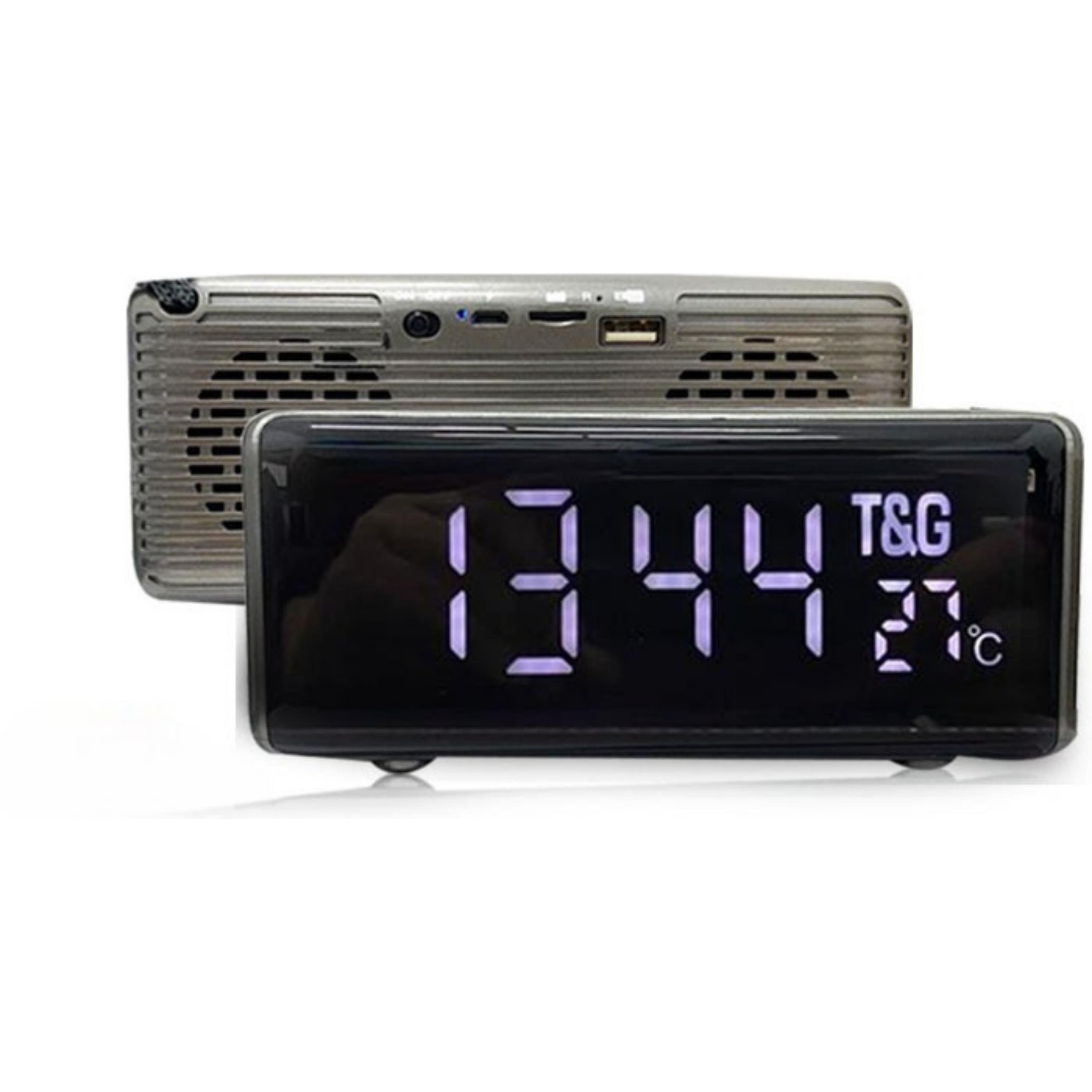 Gri TG 174 Dijital Göstergeli Speaker Alarmlı Bluetooth Hoparlör Masa Saati