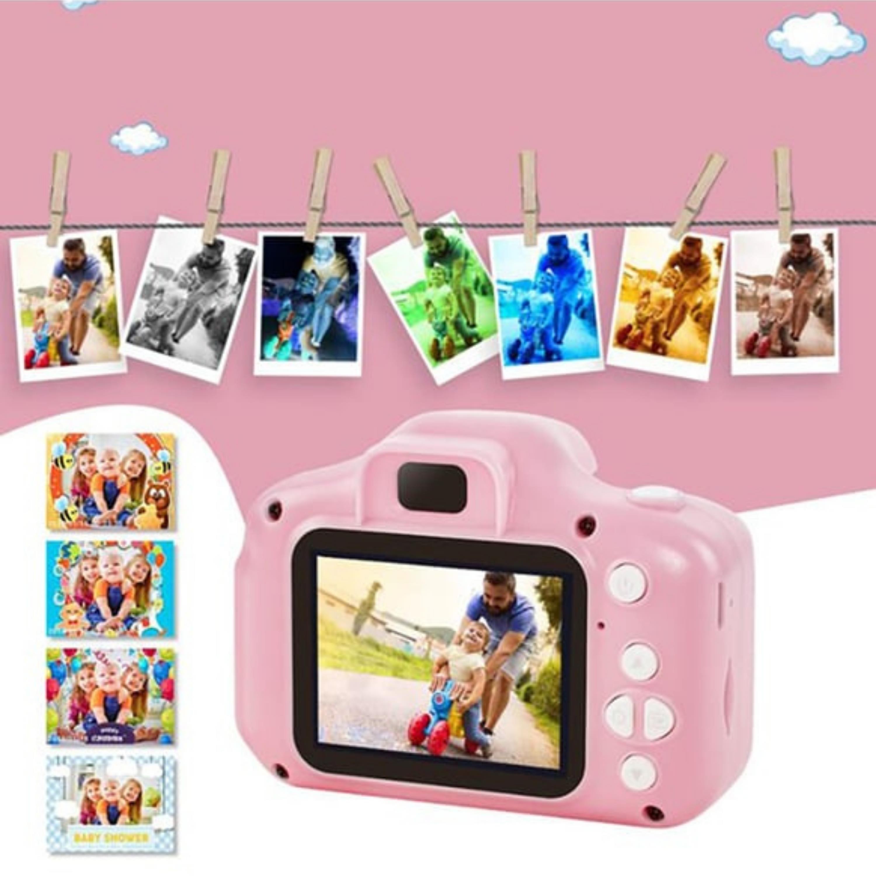 Pembe X200 Çocuklar İçin Hafıza Kartlı Mini Fotoğraf Makinesi