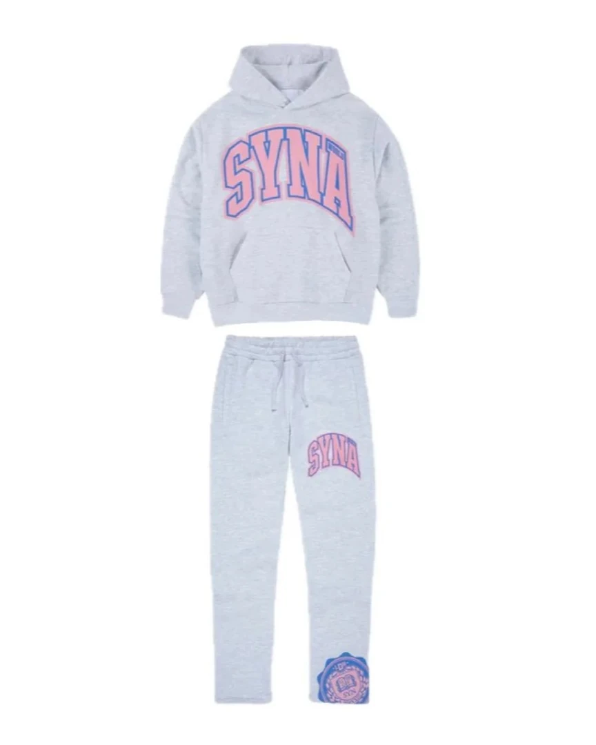 Syna College Tracksuit | Grey & Pink Edition