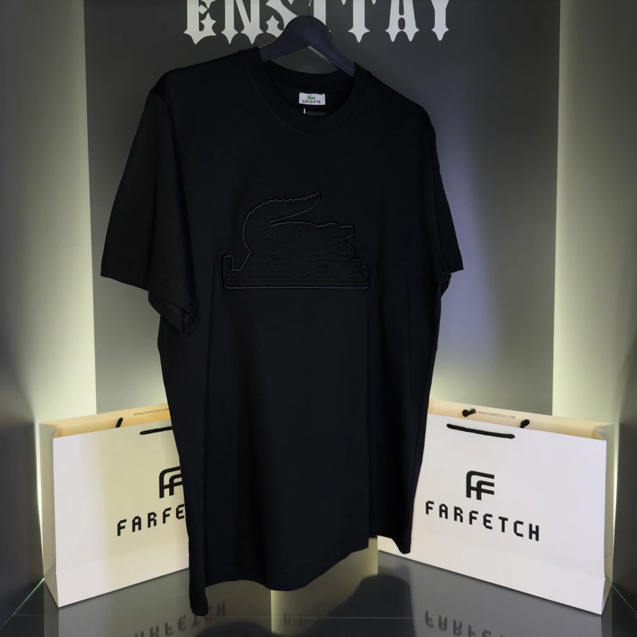 Lacoste Siyah Tişört | Premium Basic – Logo Detaylı
