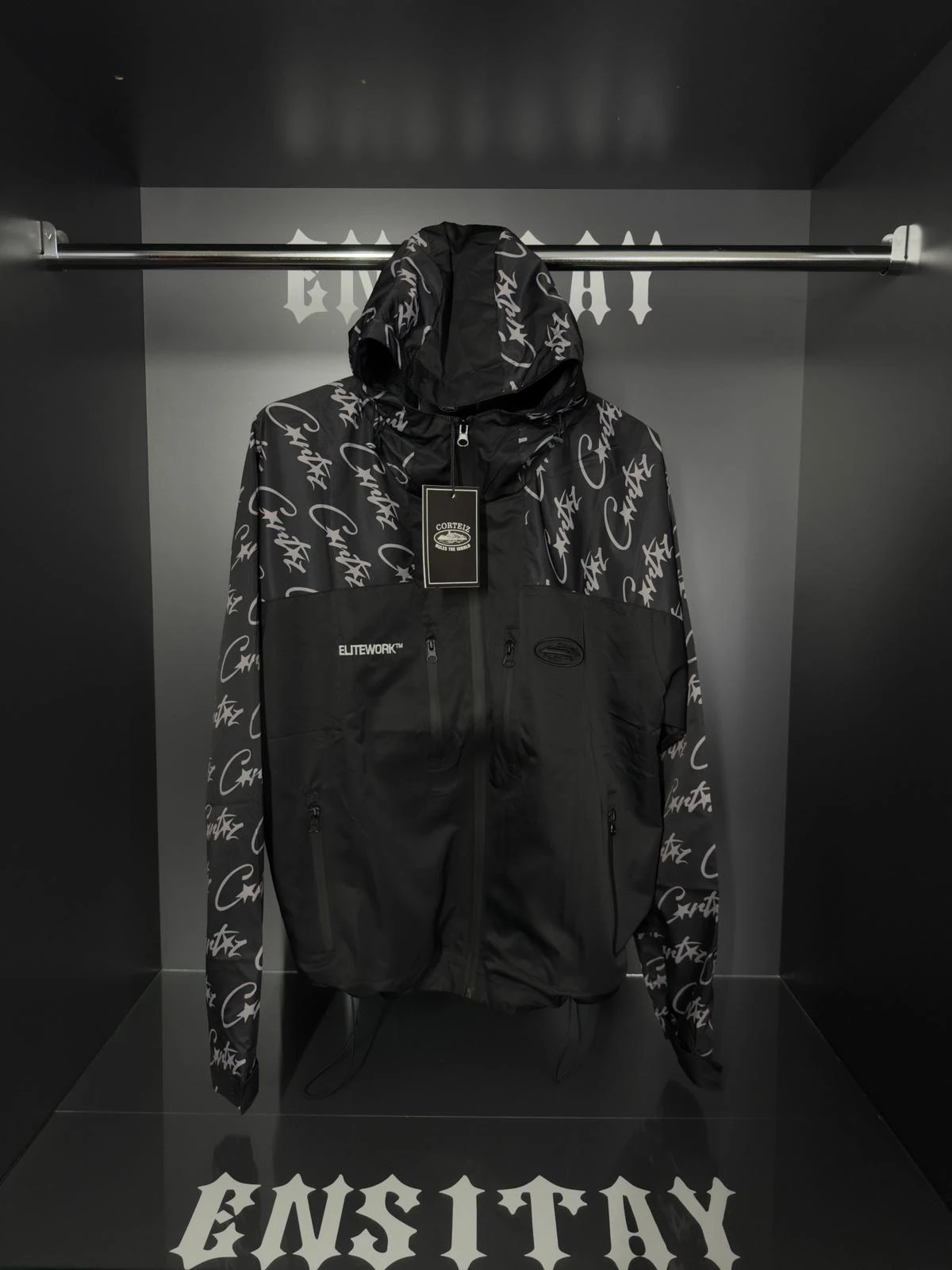 Corteiz Elitework Raincoat | Black