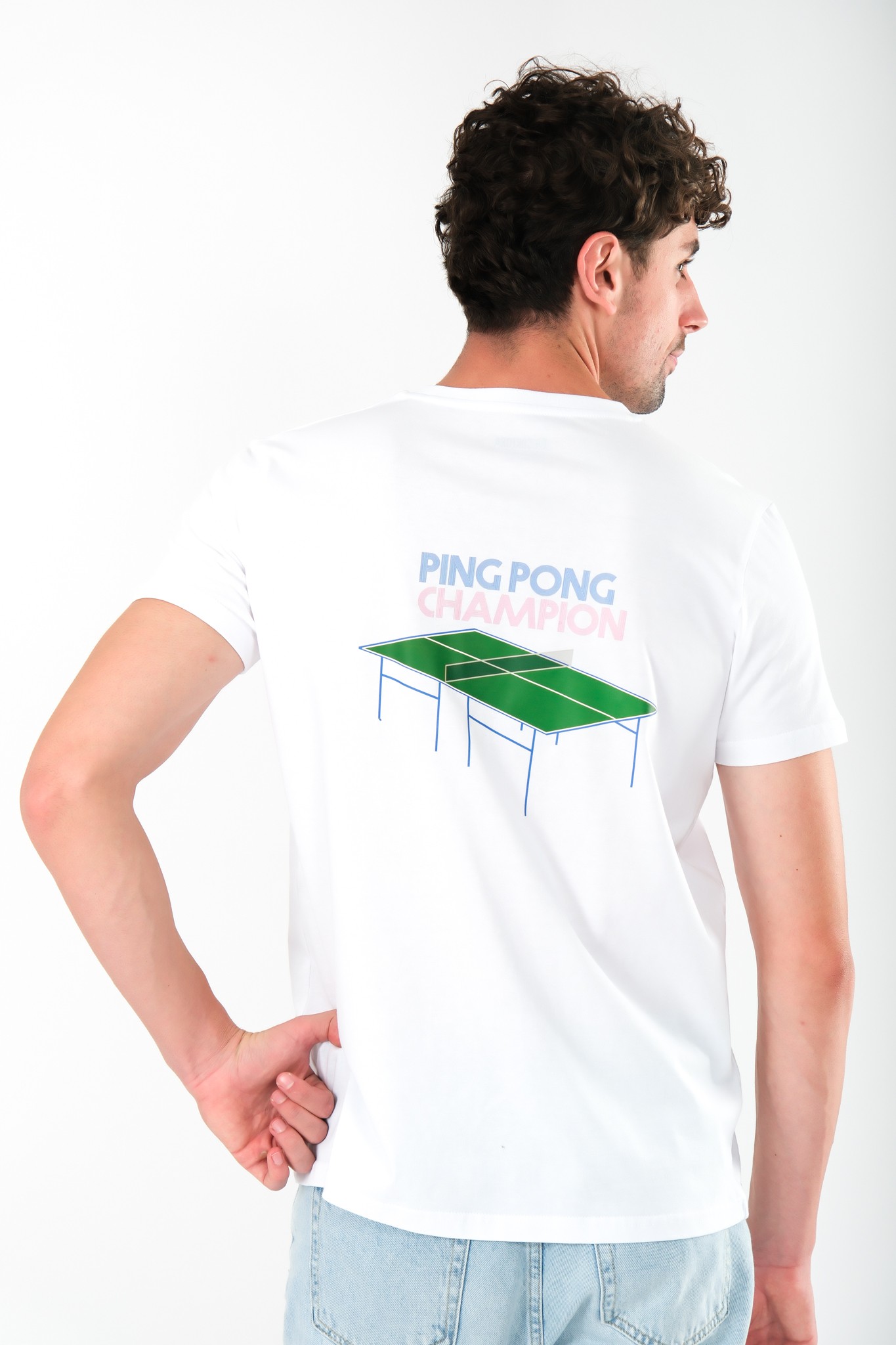 Ping Pong Regular Fit T-Shirt Erkek - Beyaz C102