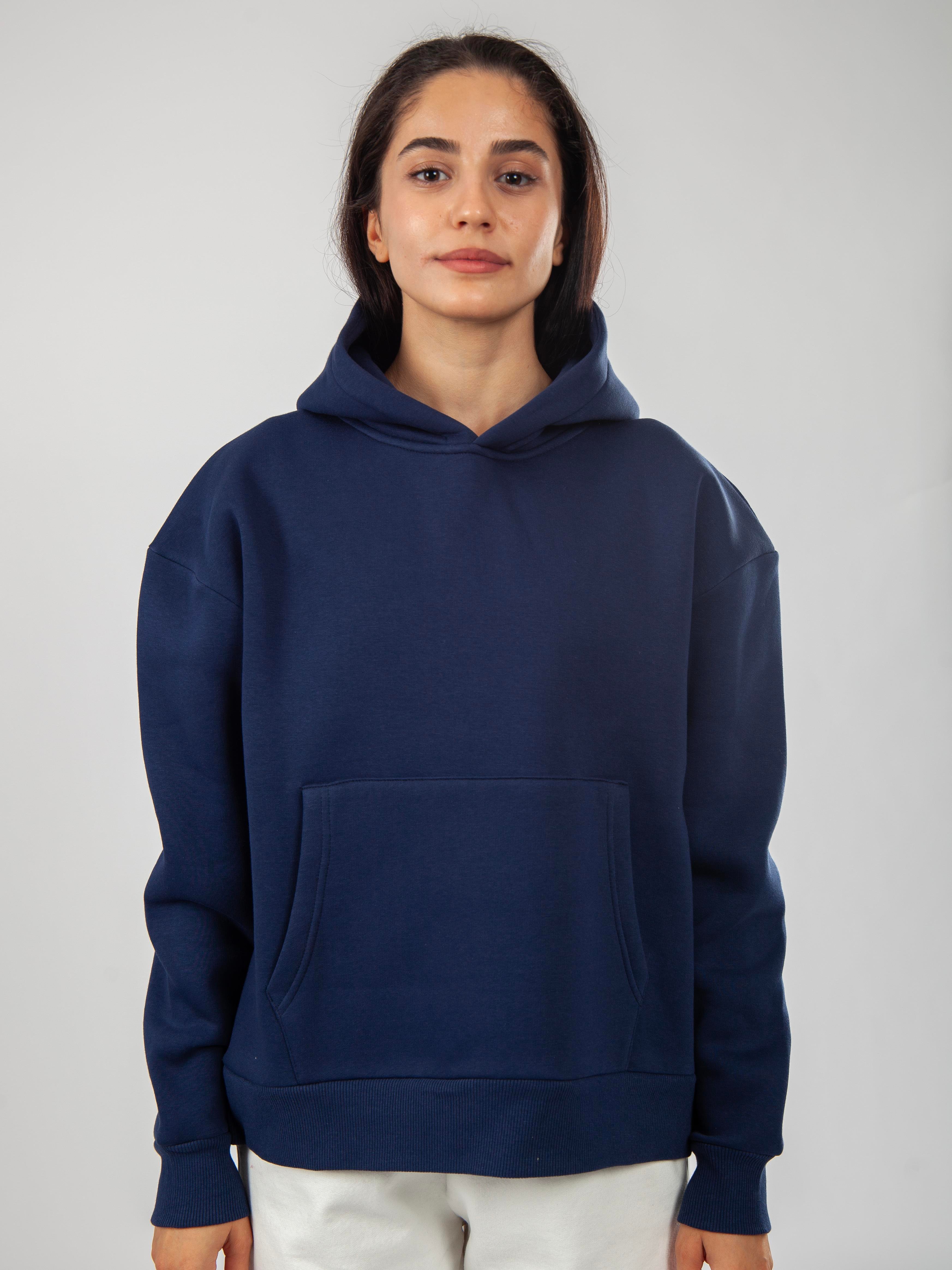 Basic Kadın Relaxed Fit Hoodie - Lacivert C503