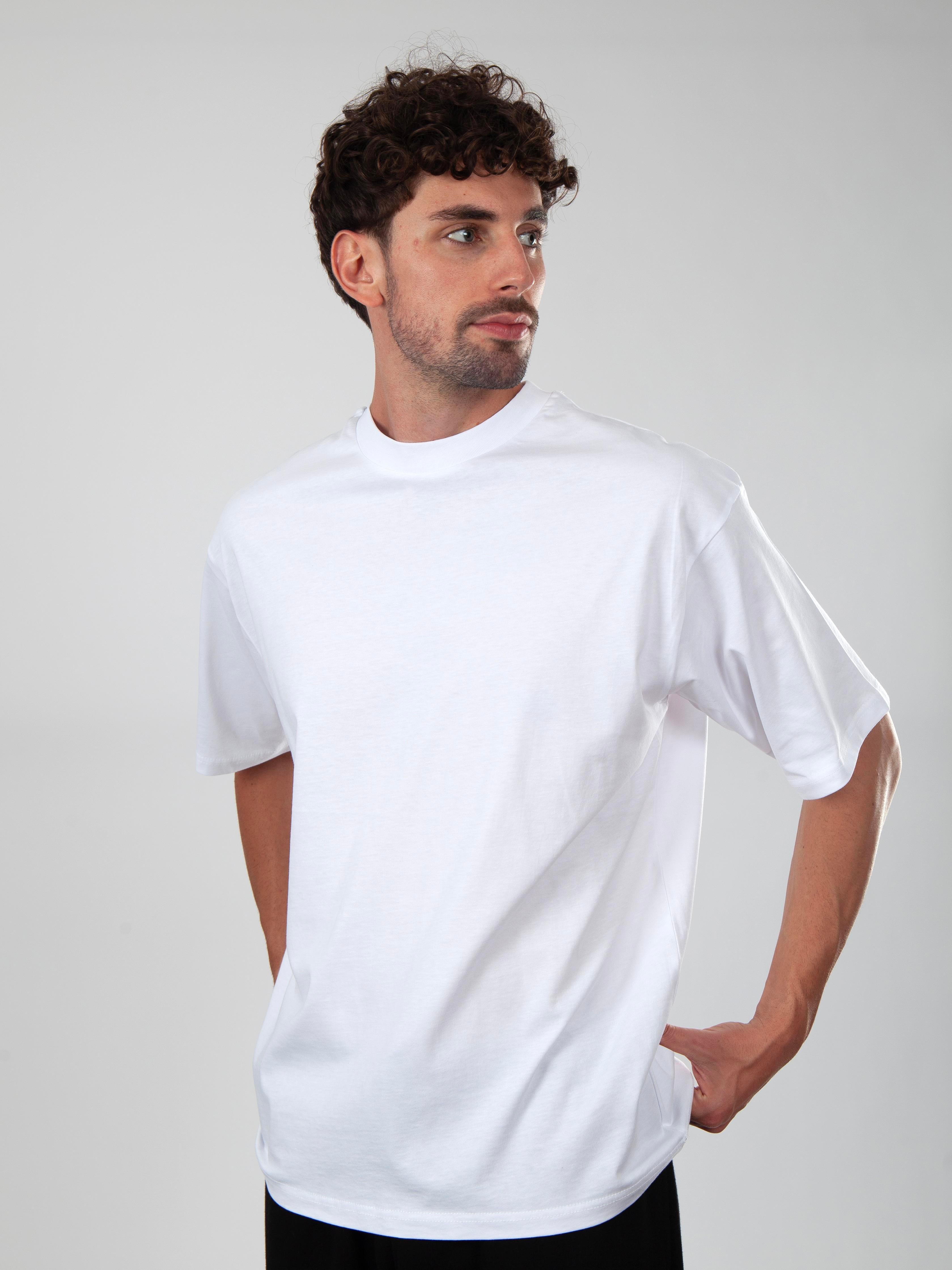 Basic Oversize T-Shirt Erkek - Beyaz C101