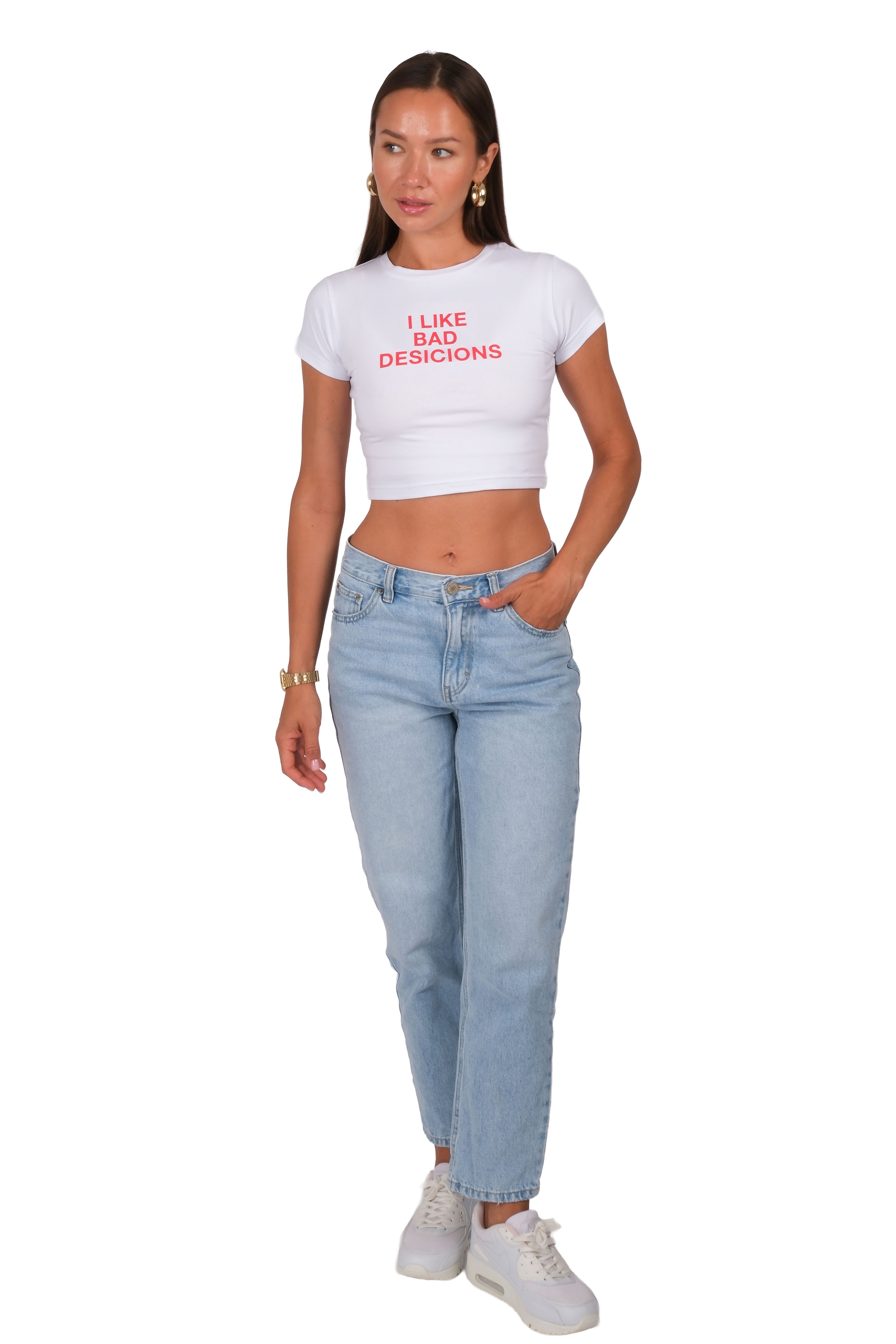 Desicions Baby Tee Kadın - Beyaz C523