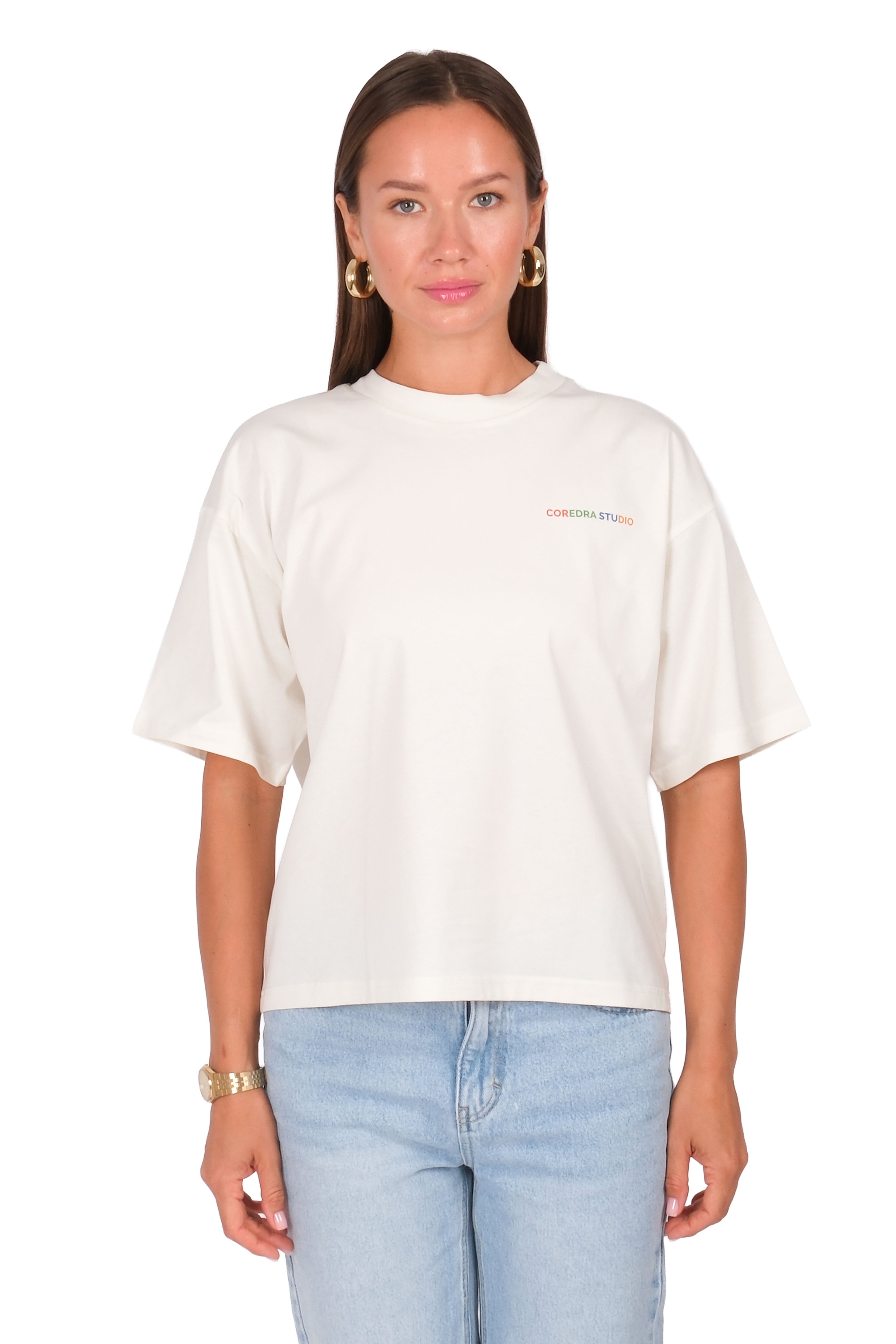 Nature Boxed Fit Kadın T-Shirt Ekru C590