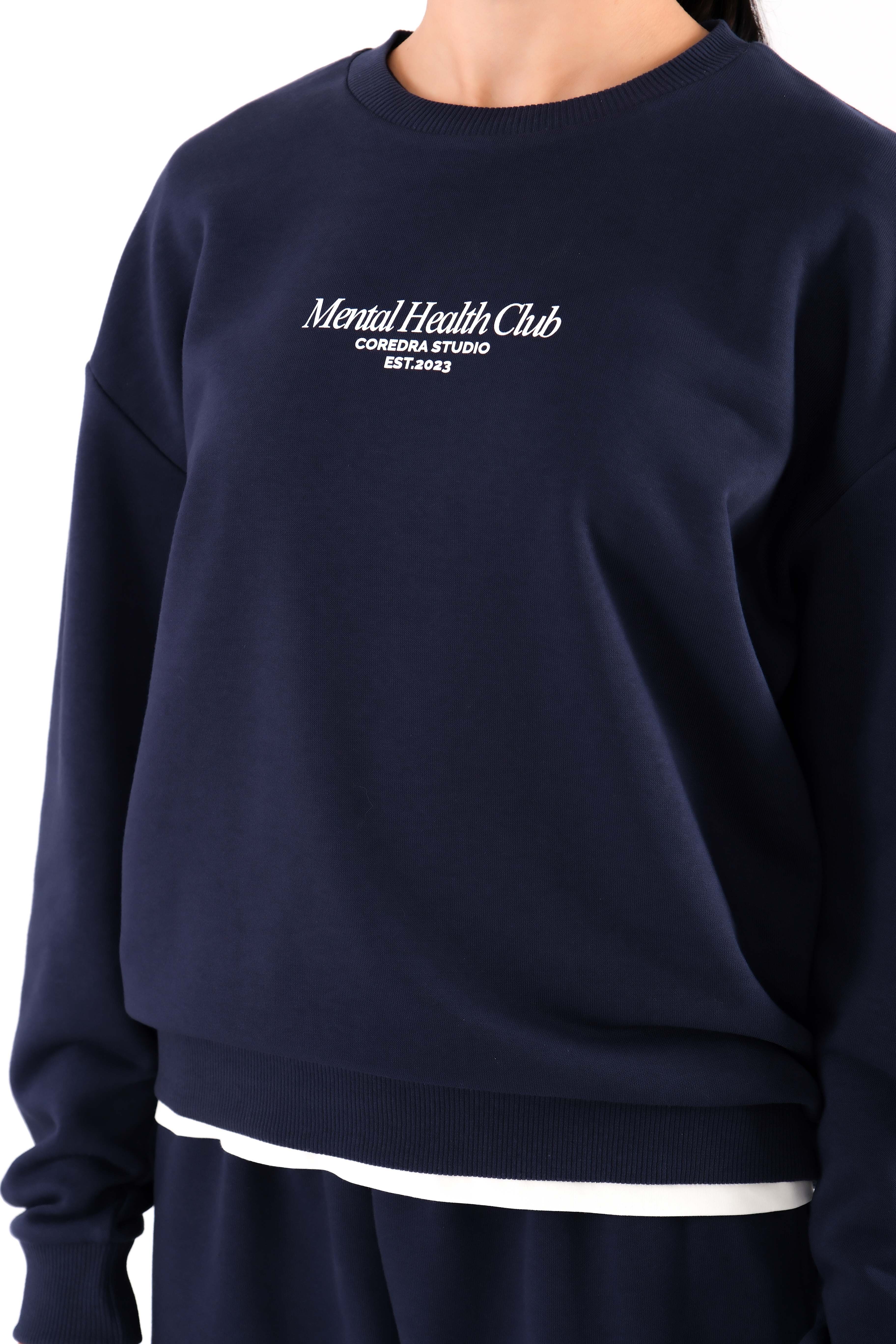 Mental Health Club Relaxed Fit Sweatshirt Kadın - Lacivert C504