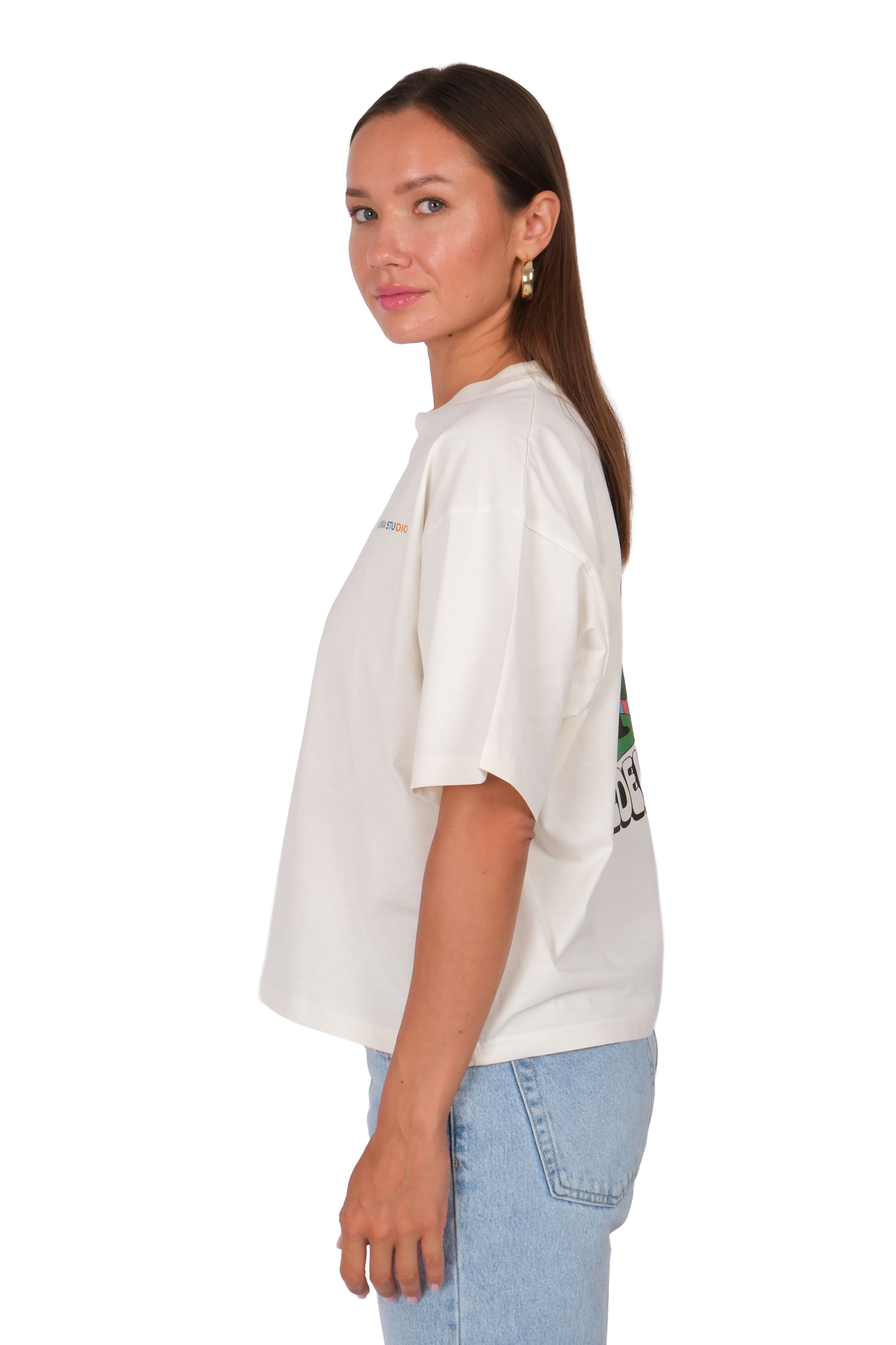 Nature Boxed Fit Kadın T-Shirt Ekru C590