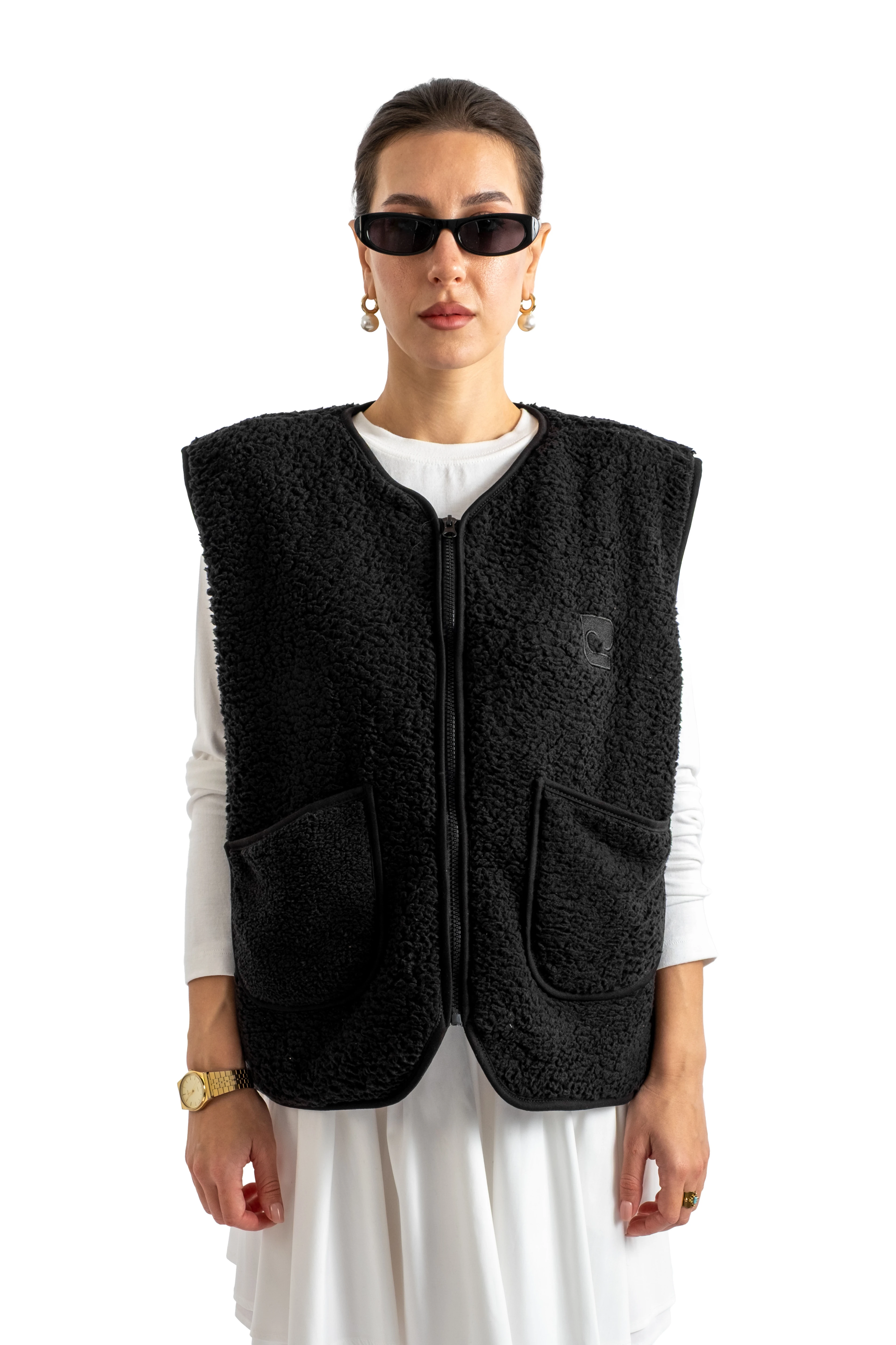 Fermuarlı Peluş Yelek - C602