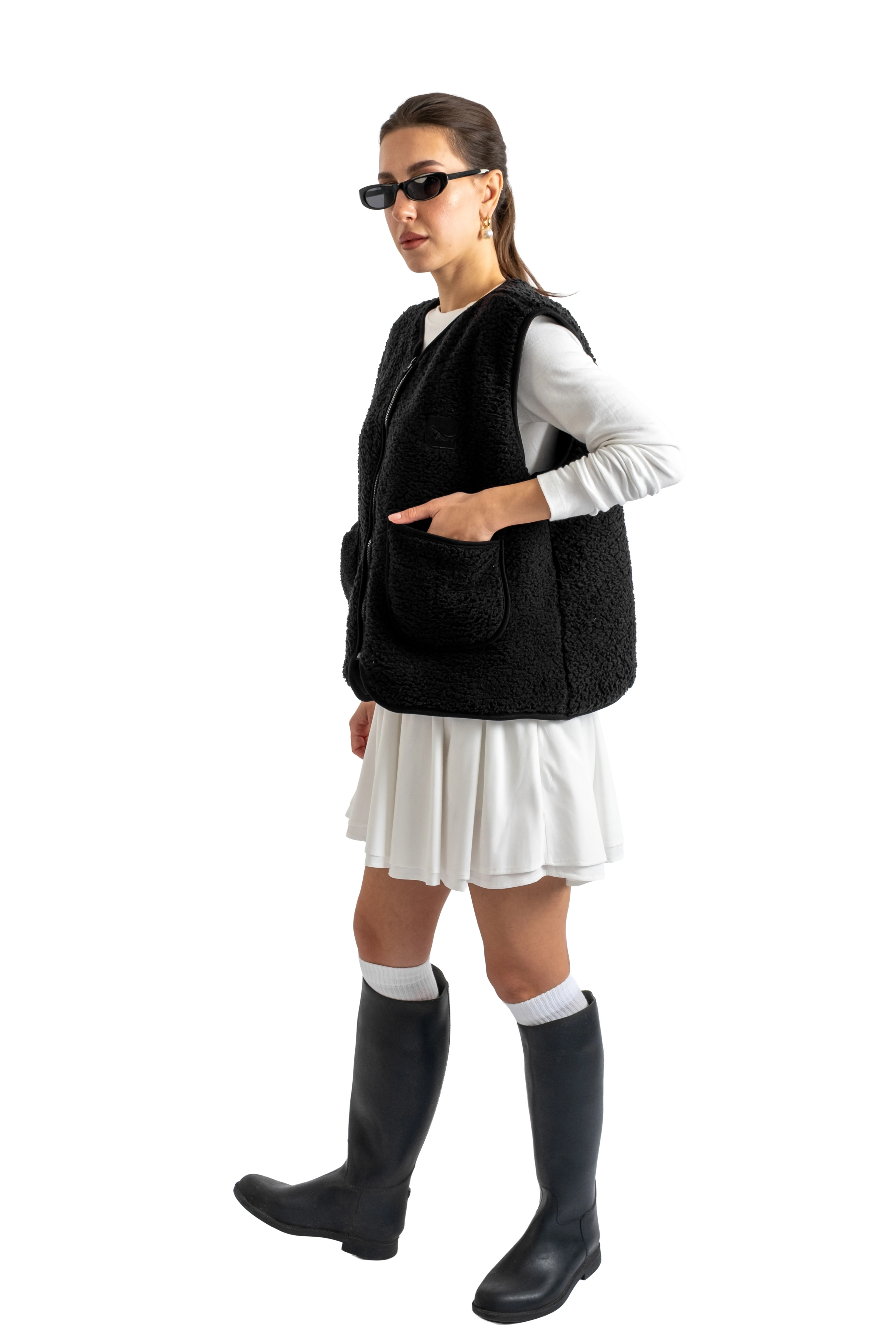 Fermuarlı Peluş Yelek - C602