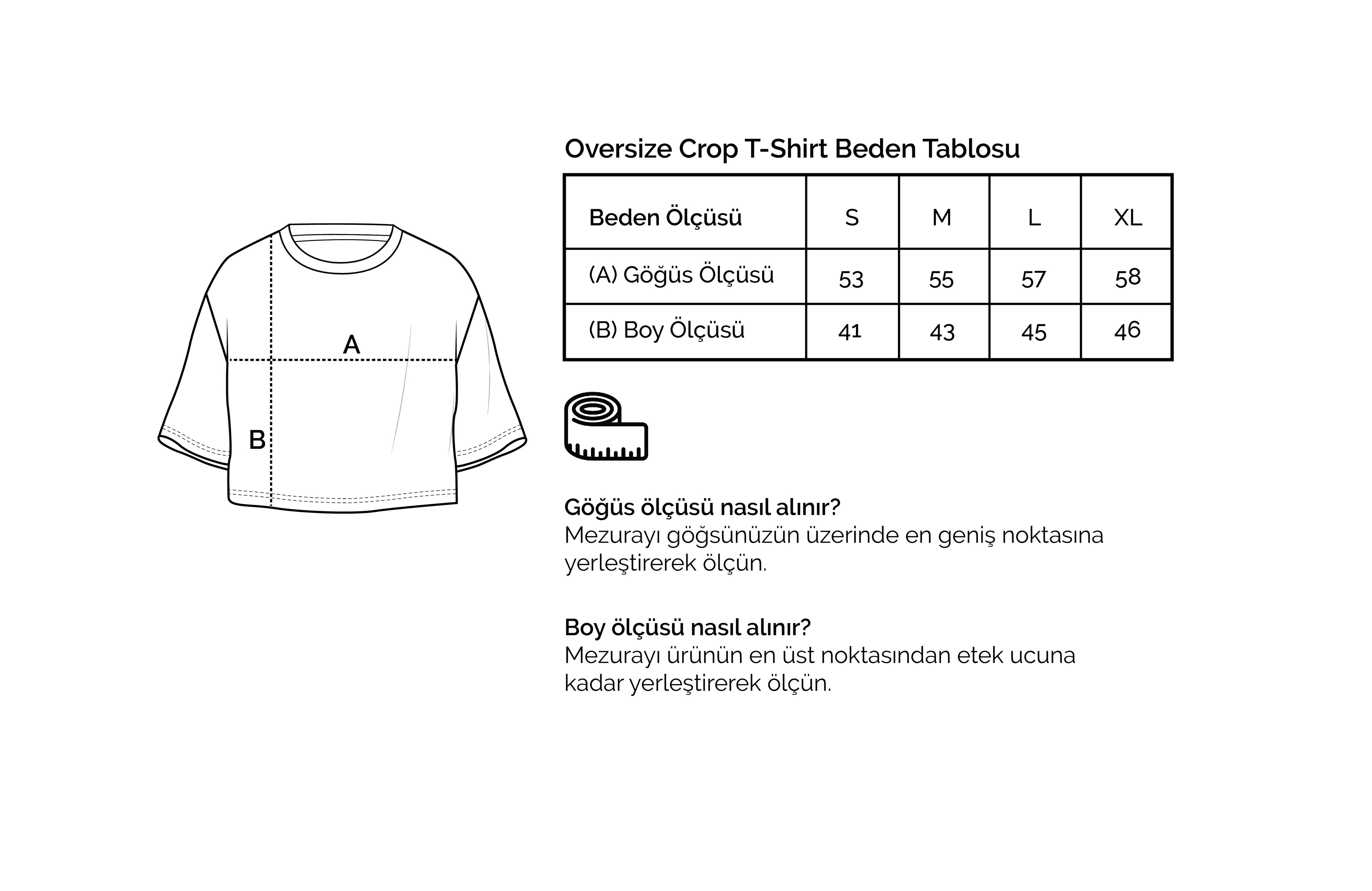 Oversize Kadın Crop T-Shirt Beyaz C509