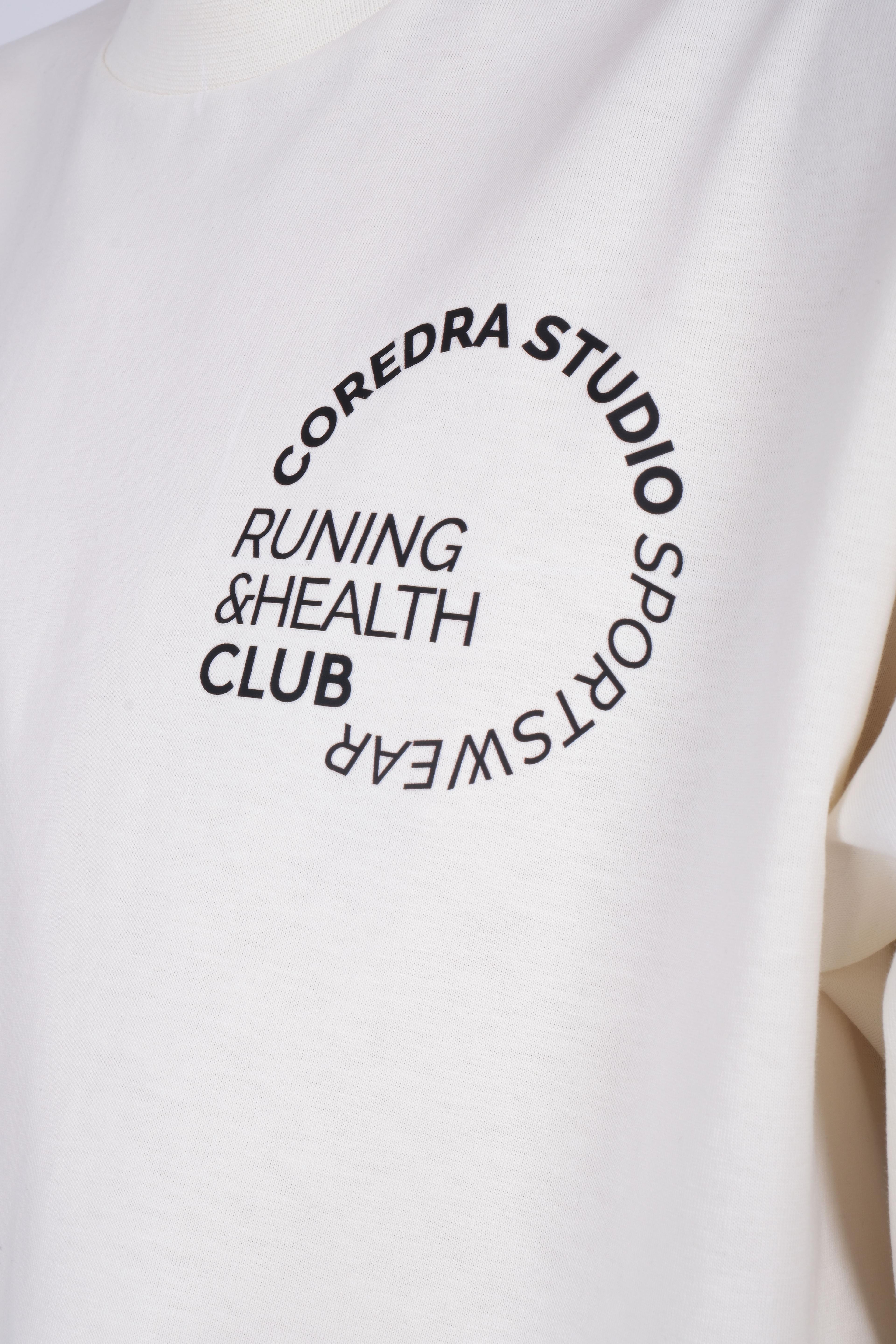 Runing And Health Club Oversize Fit Erkek T-Shirt Ekru C101