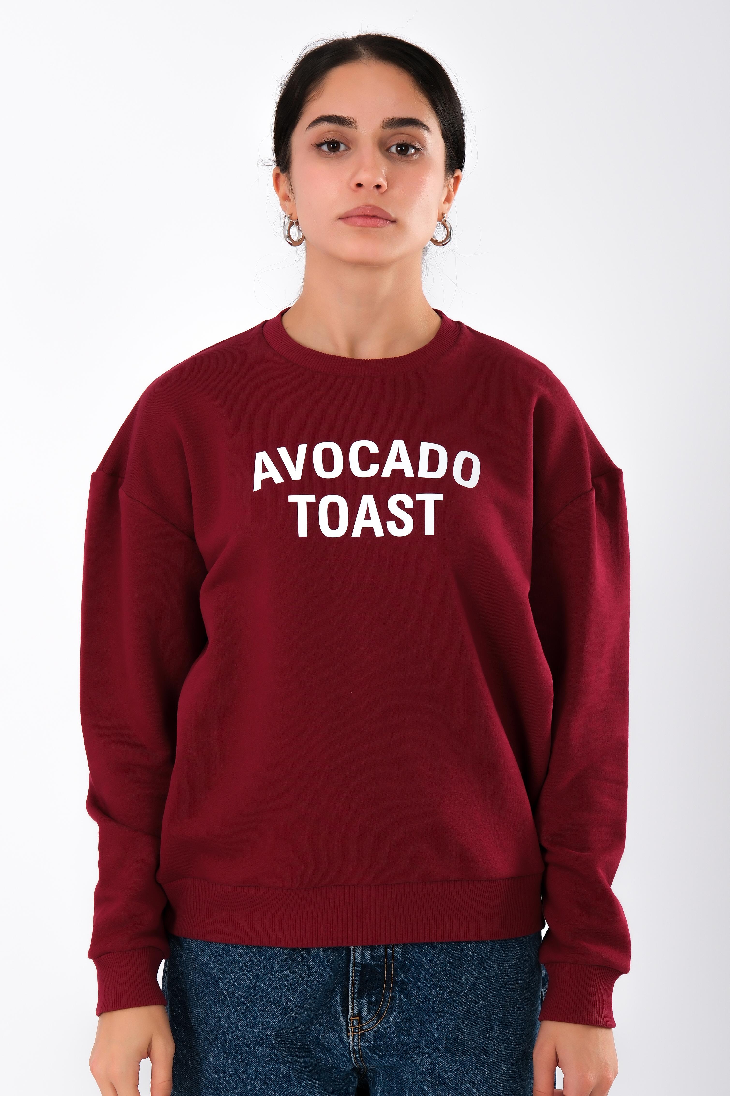 Avocado Toast Relaxed Fit Sweatshirt Kadın - Bordo C504