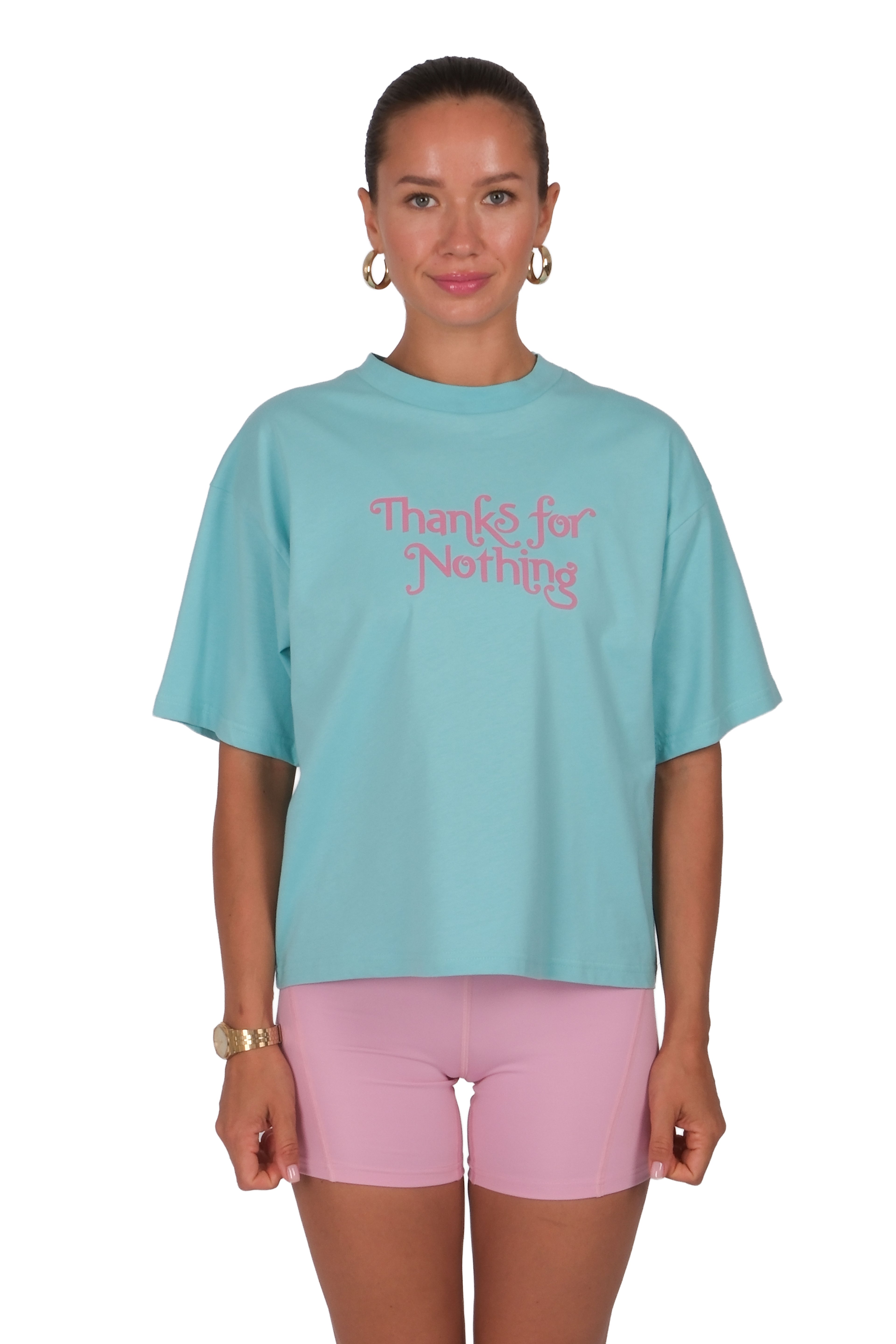 Thanks For Nothing Boxed Fit Kadın T-Shirt Mint C590
