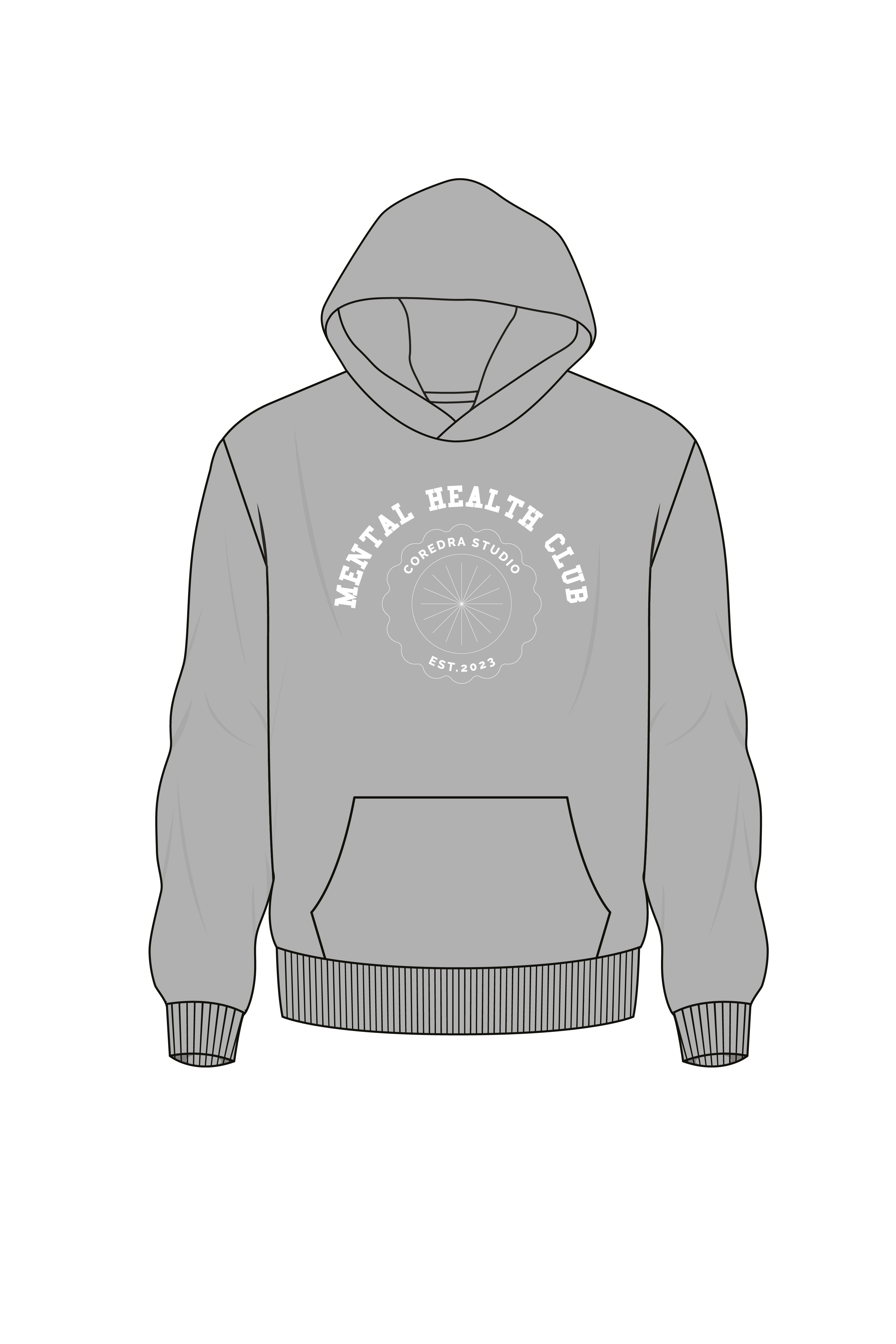 Mental Health Club Oversize Fit Hoodie Erkek - Gri