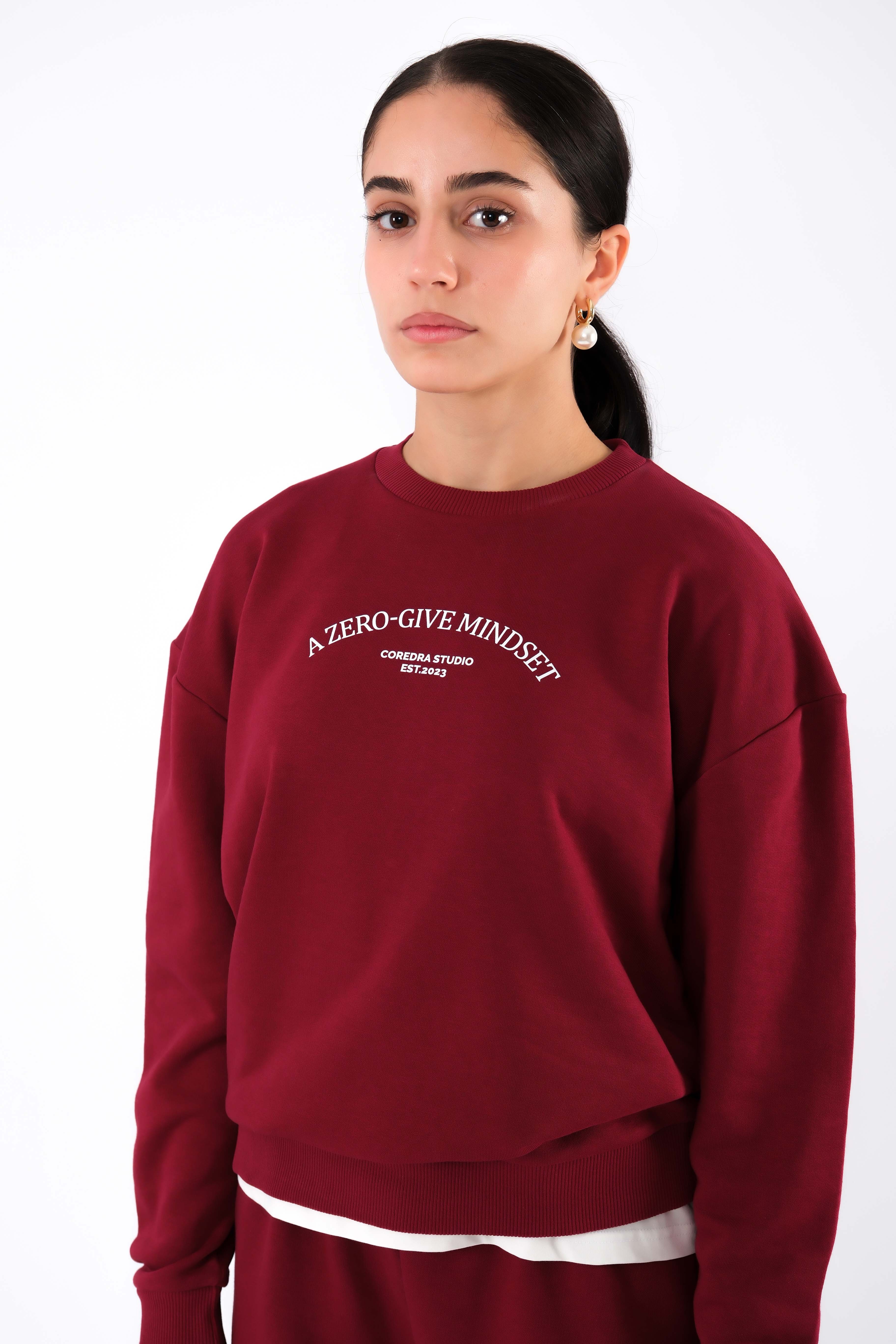 Zero Give Relaxed Fit Sweatshirt Kadın - Bordo C504