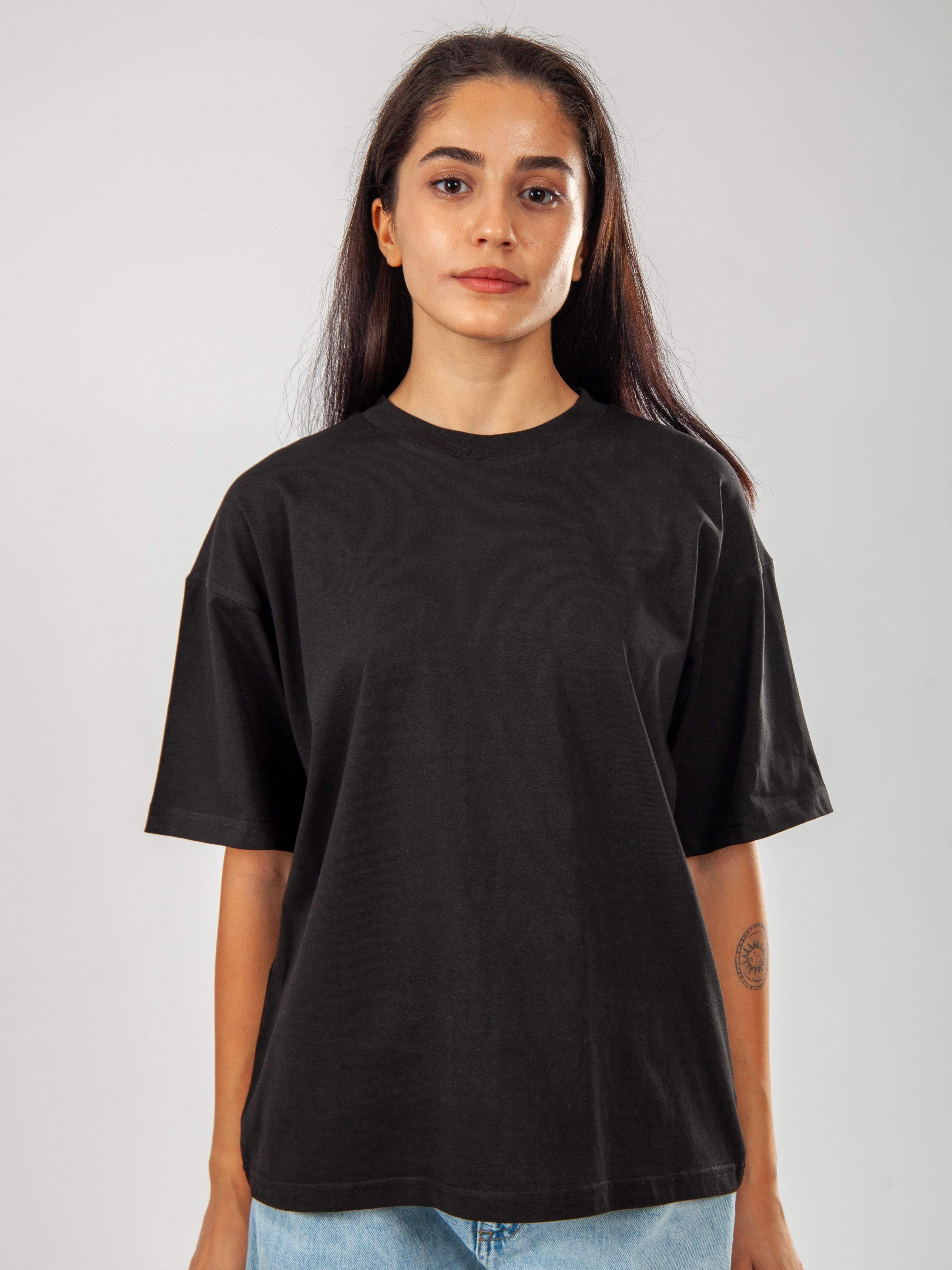 Basic Oversize T-Shirt Kadın - Siyah C101