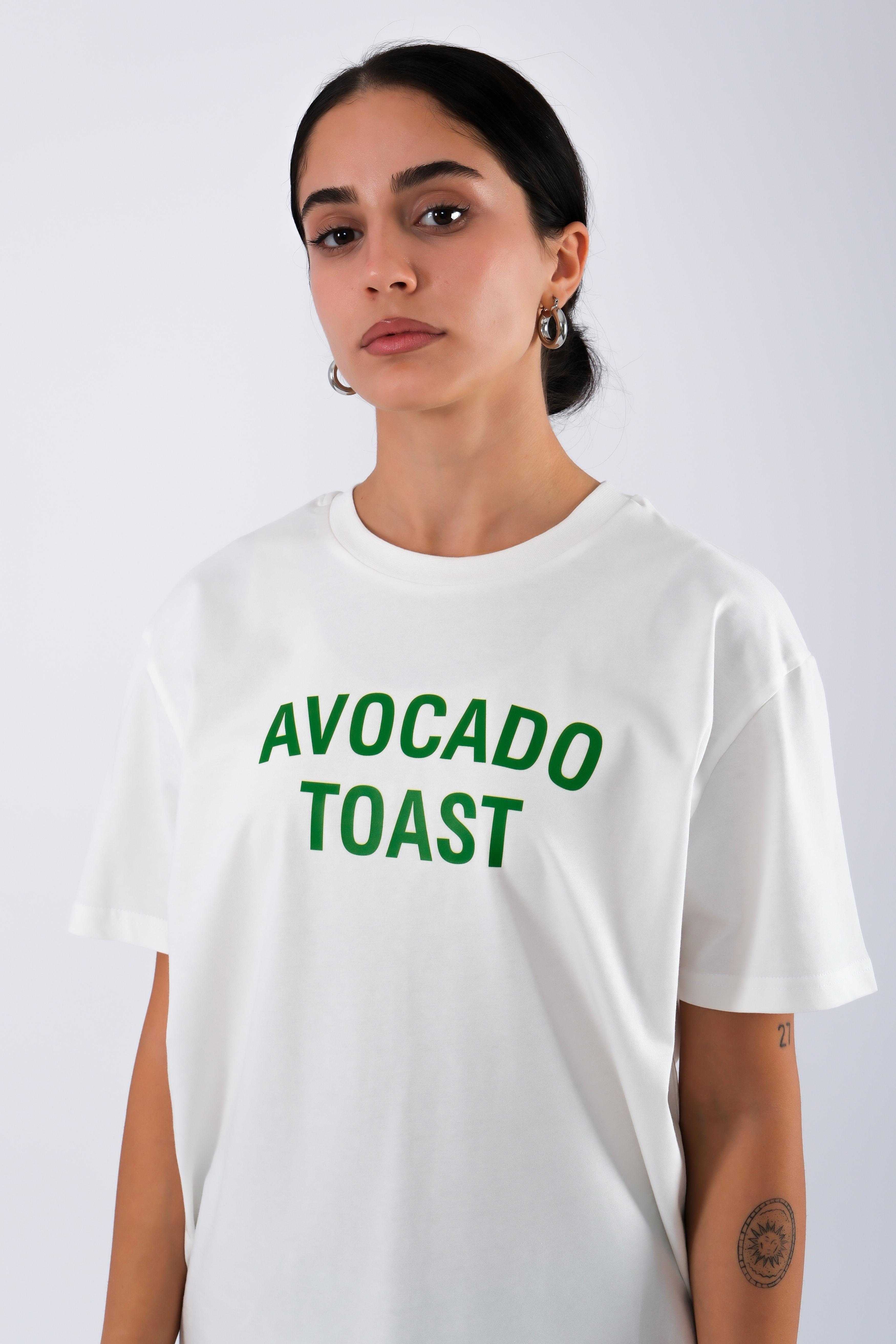 Avocado Toast Relaxed Fit Kadın T-Shirt Ekru C501