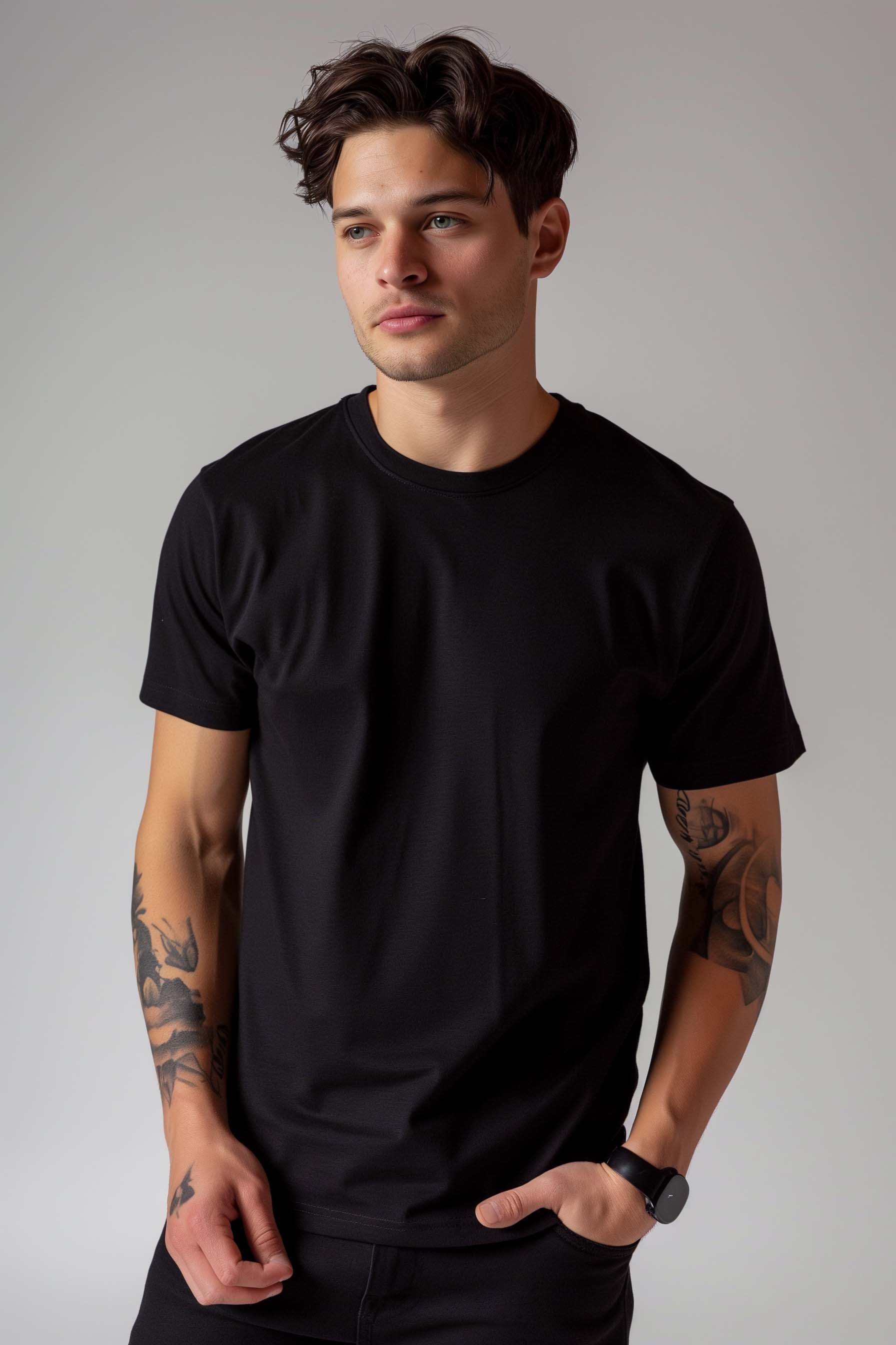 Basic Regular T-Shirt Erkek - Siyah