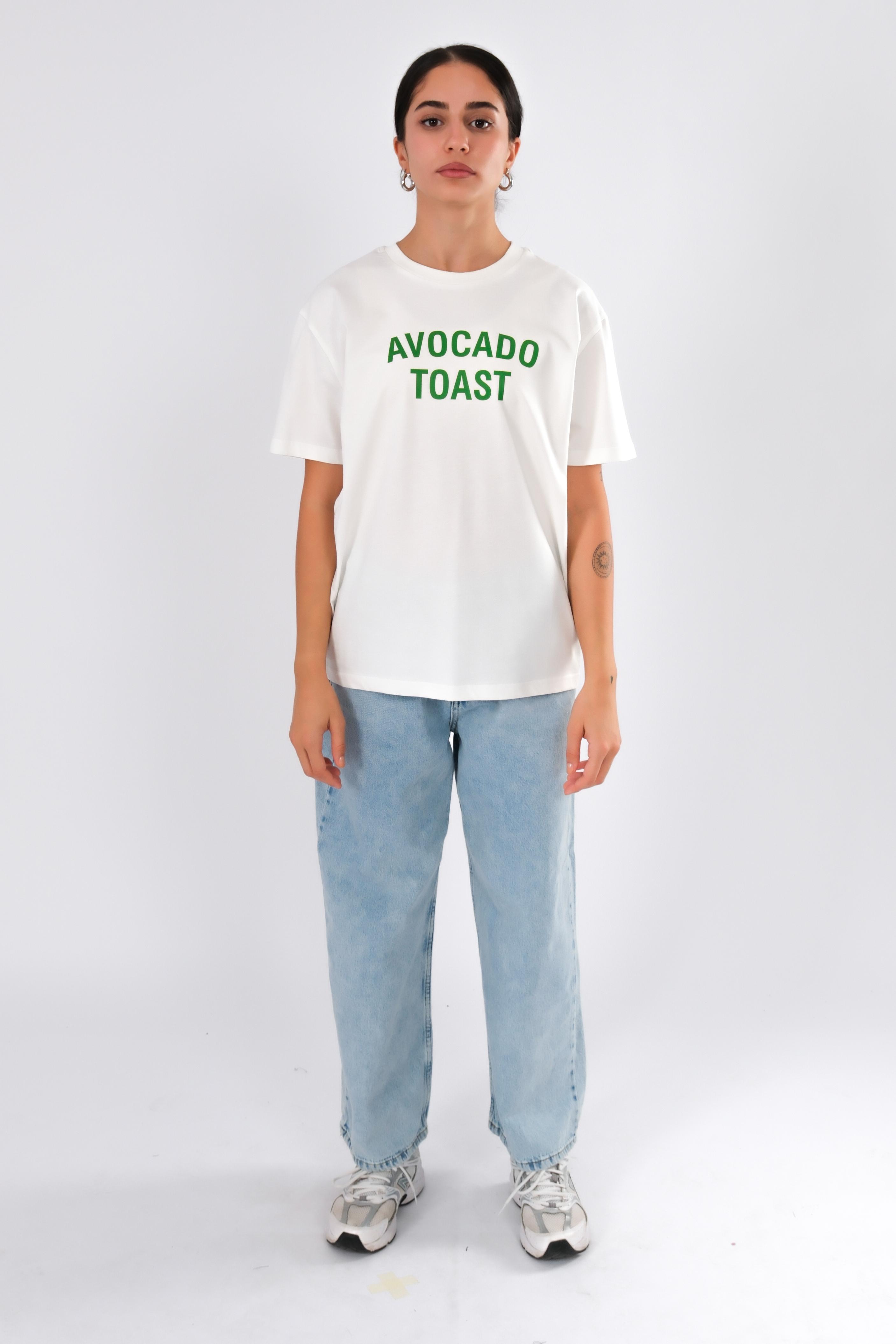 Avocado Toast Relaxed Fit Kadın T-Shirt Ekru C501