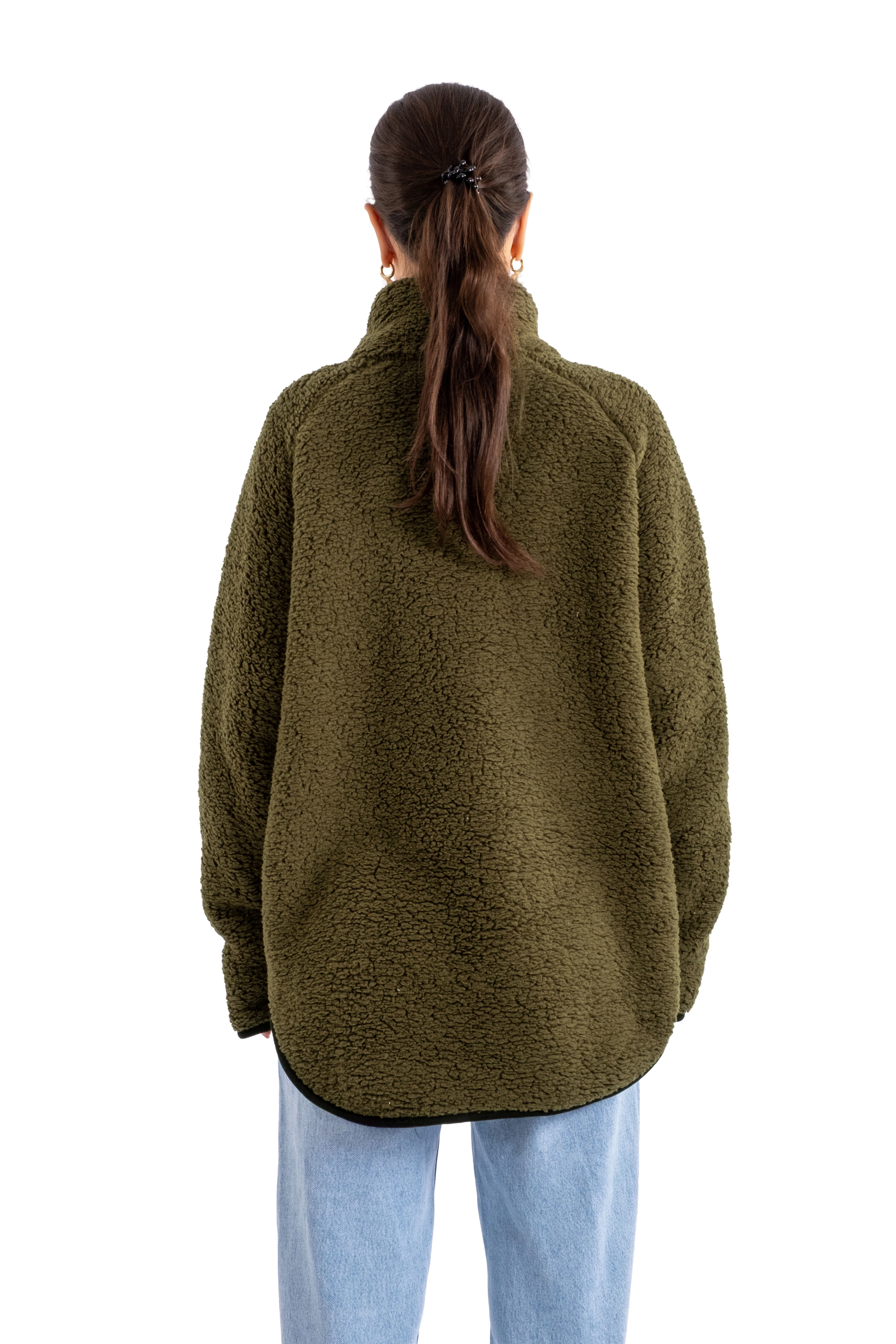 Boydan Fermuarlı Teddy Peluş Mont Kadın - C508