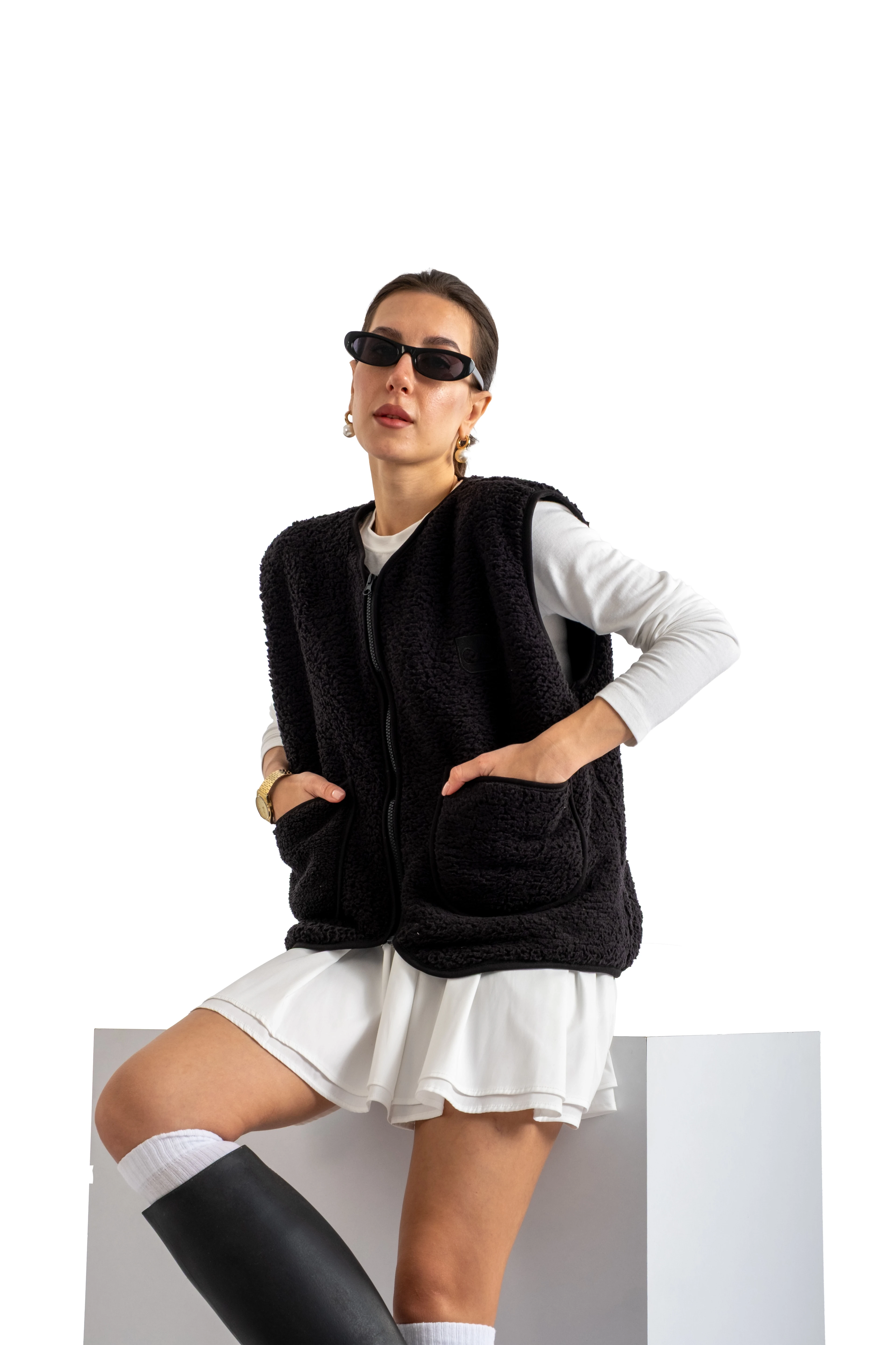 Fermuarlı Peluş Yelek - C602