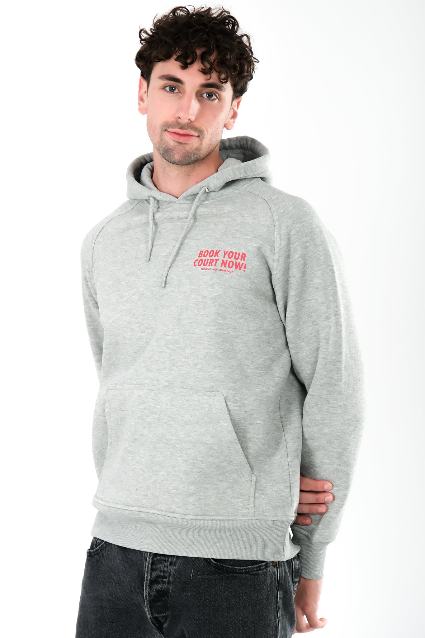 Book Your Court Now Regular Fit Hoodie Erkek - Gri C108