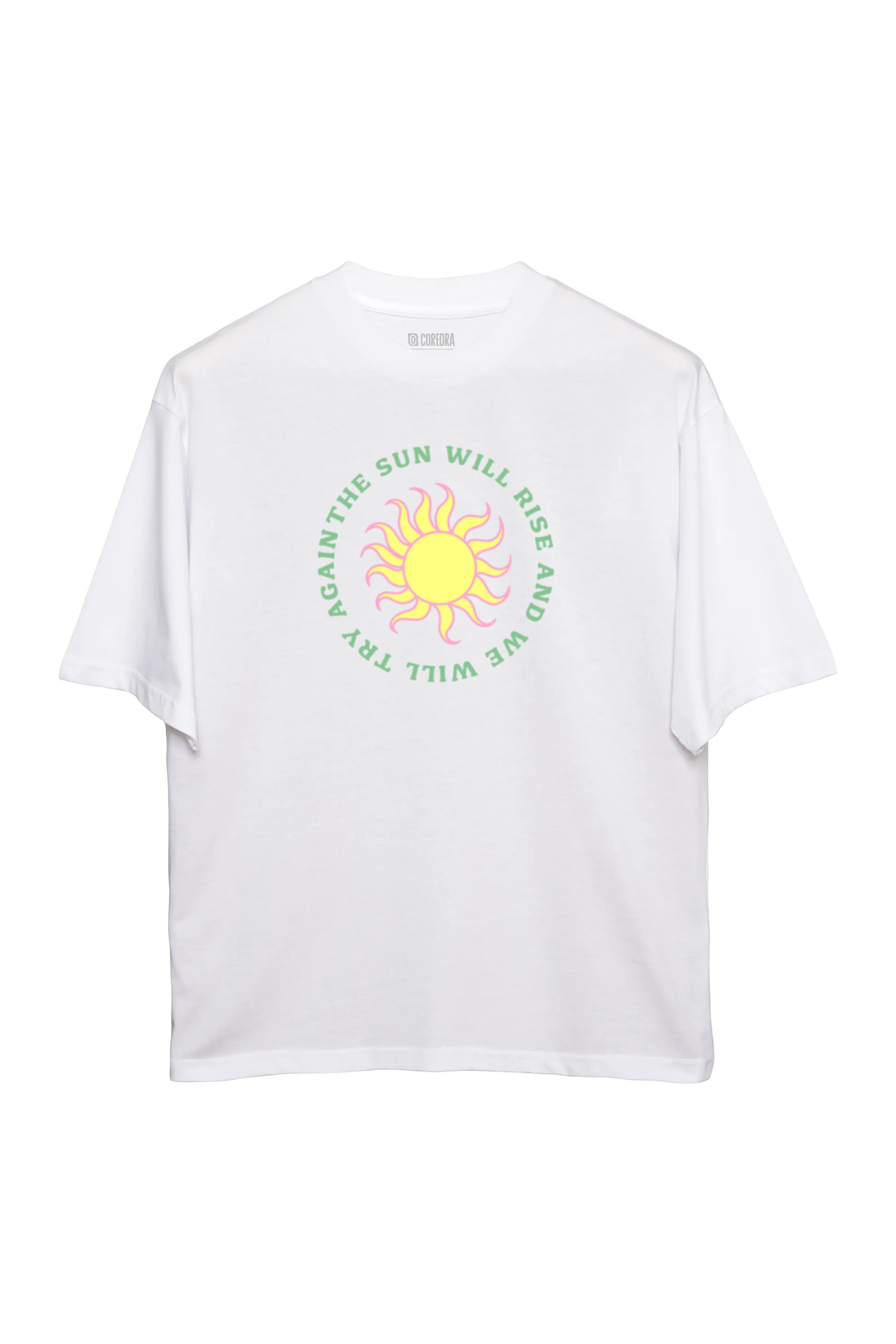 SUN Oversize T-Shirt Kadın - Beyaz C101