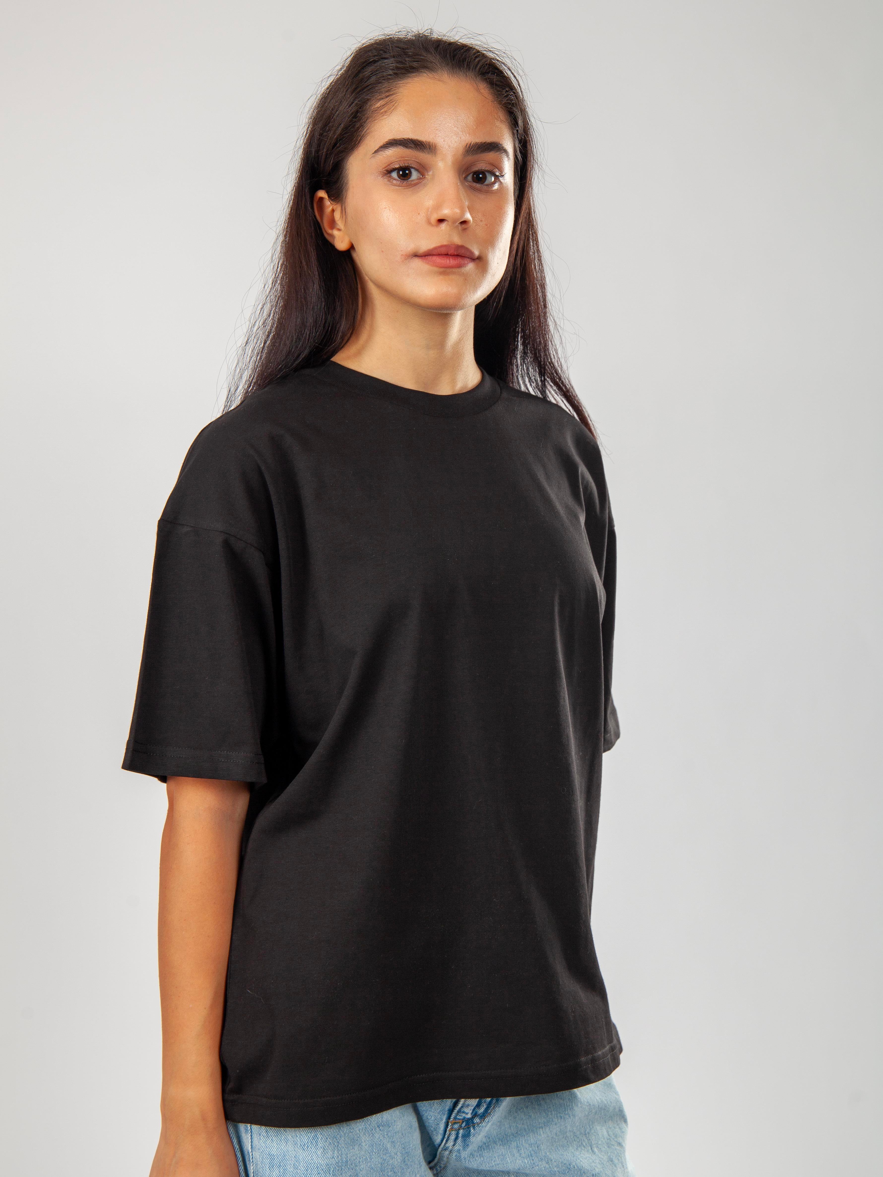 Basic Oversize T-Shirt Kadın - Siyah C101