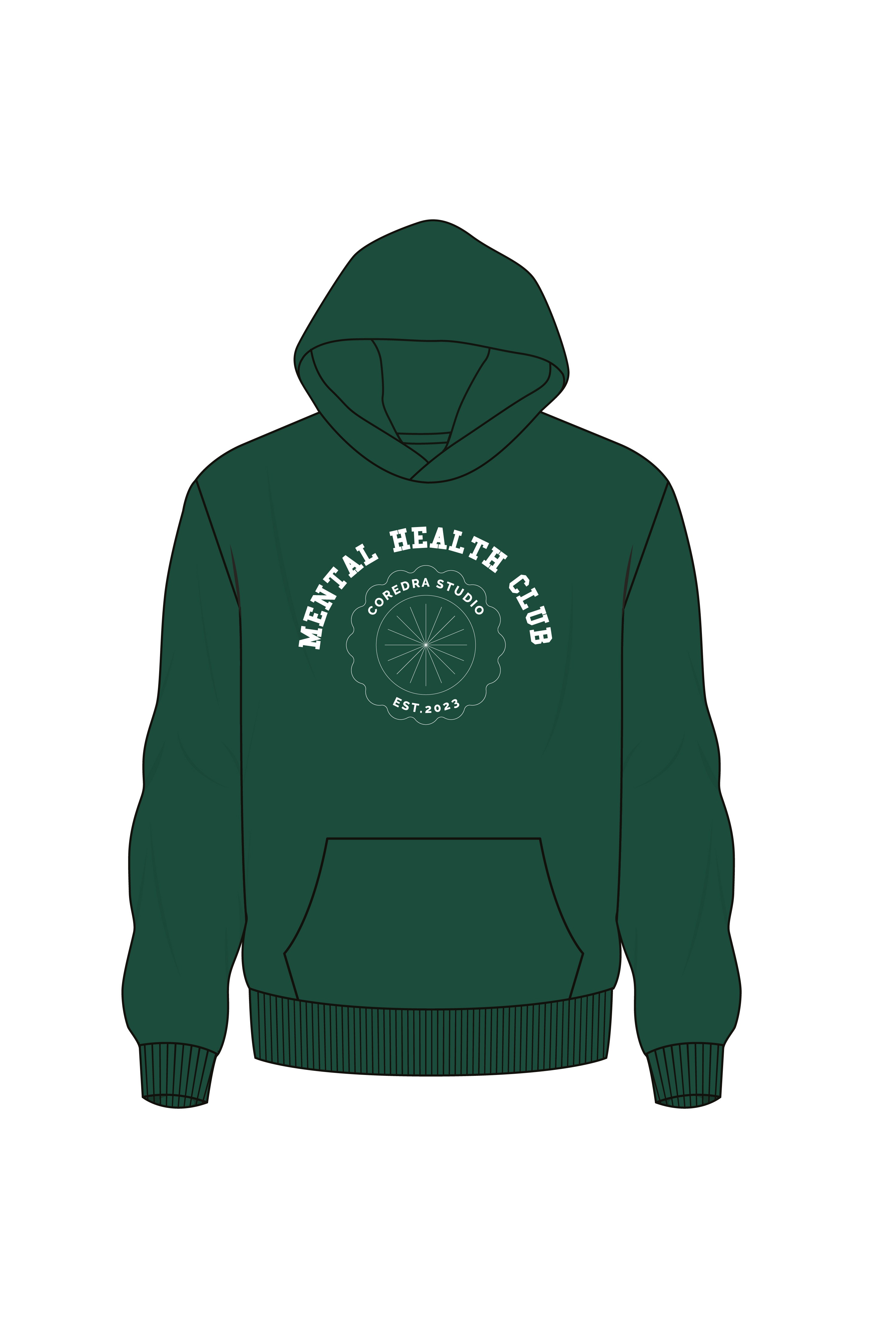 Mental Health Club Oversize Fit Hoodie Erkek - Yeşil