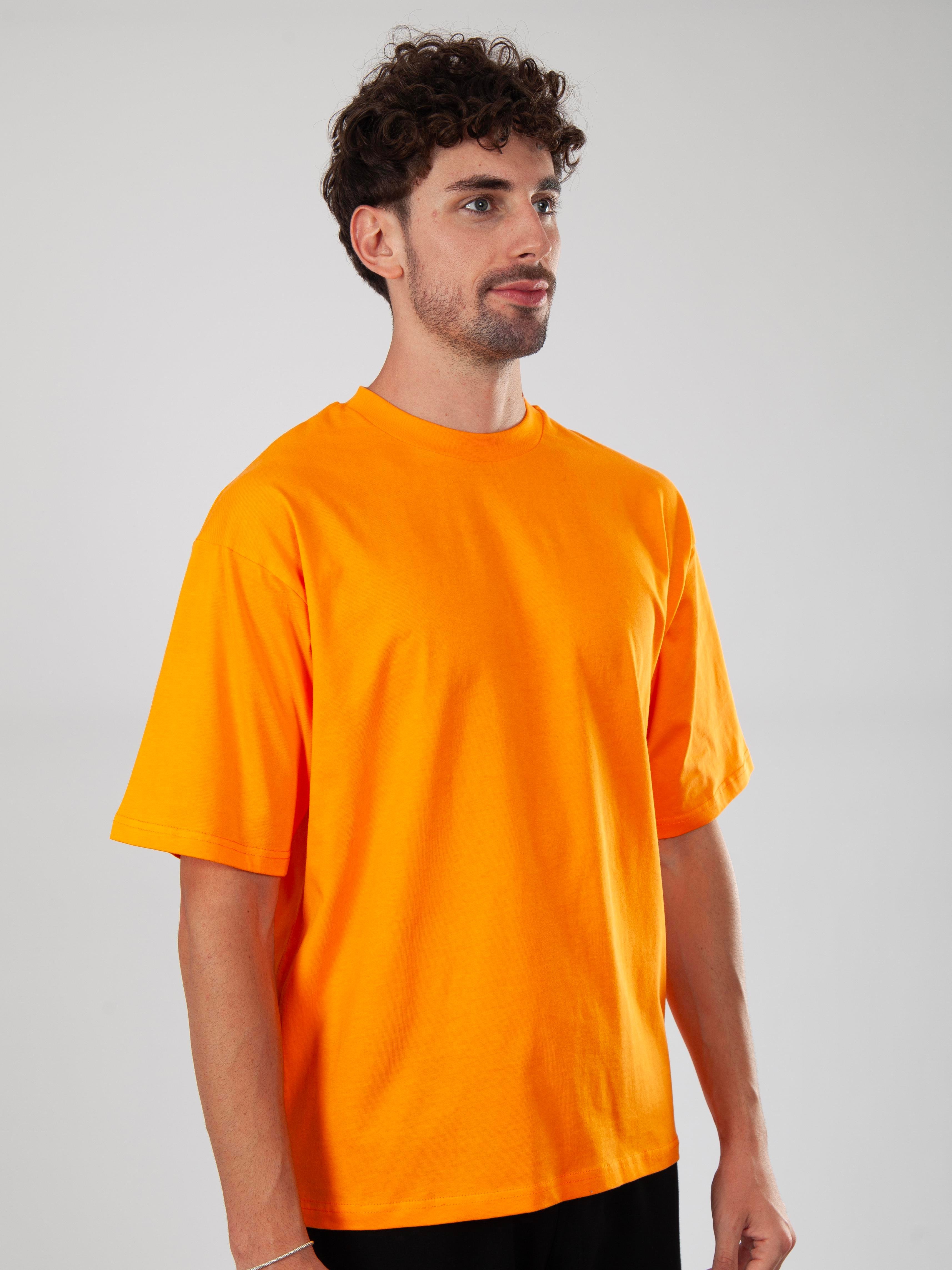 Basic Oversize T-Shirt Erkek - Turuncu C101