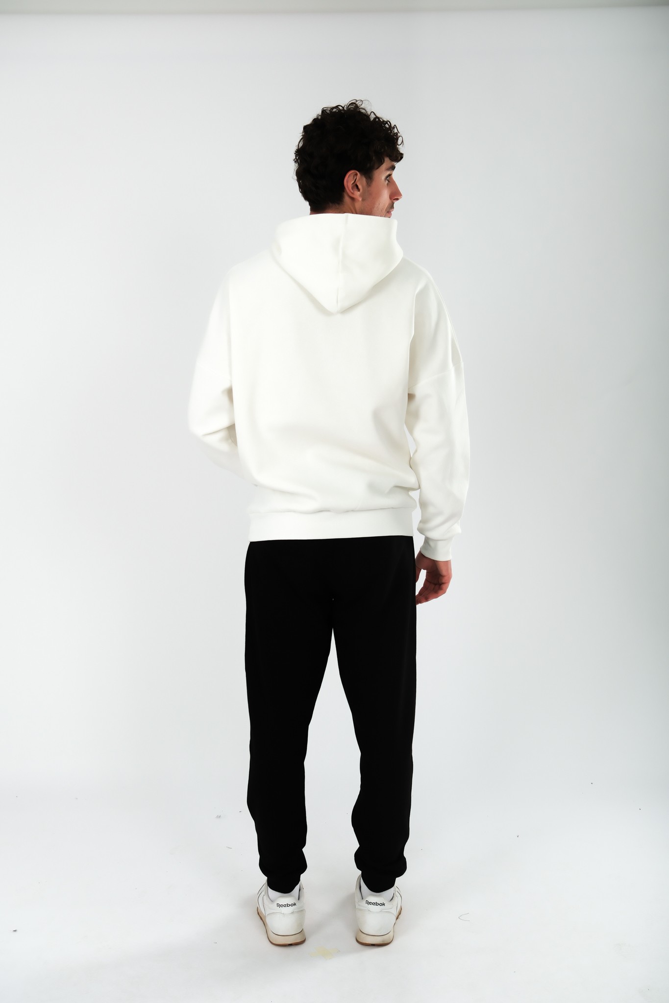 Coredra Studio Ekru - Oversize Fit Hoodie Erkek C107